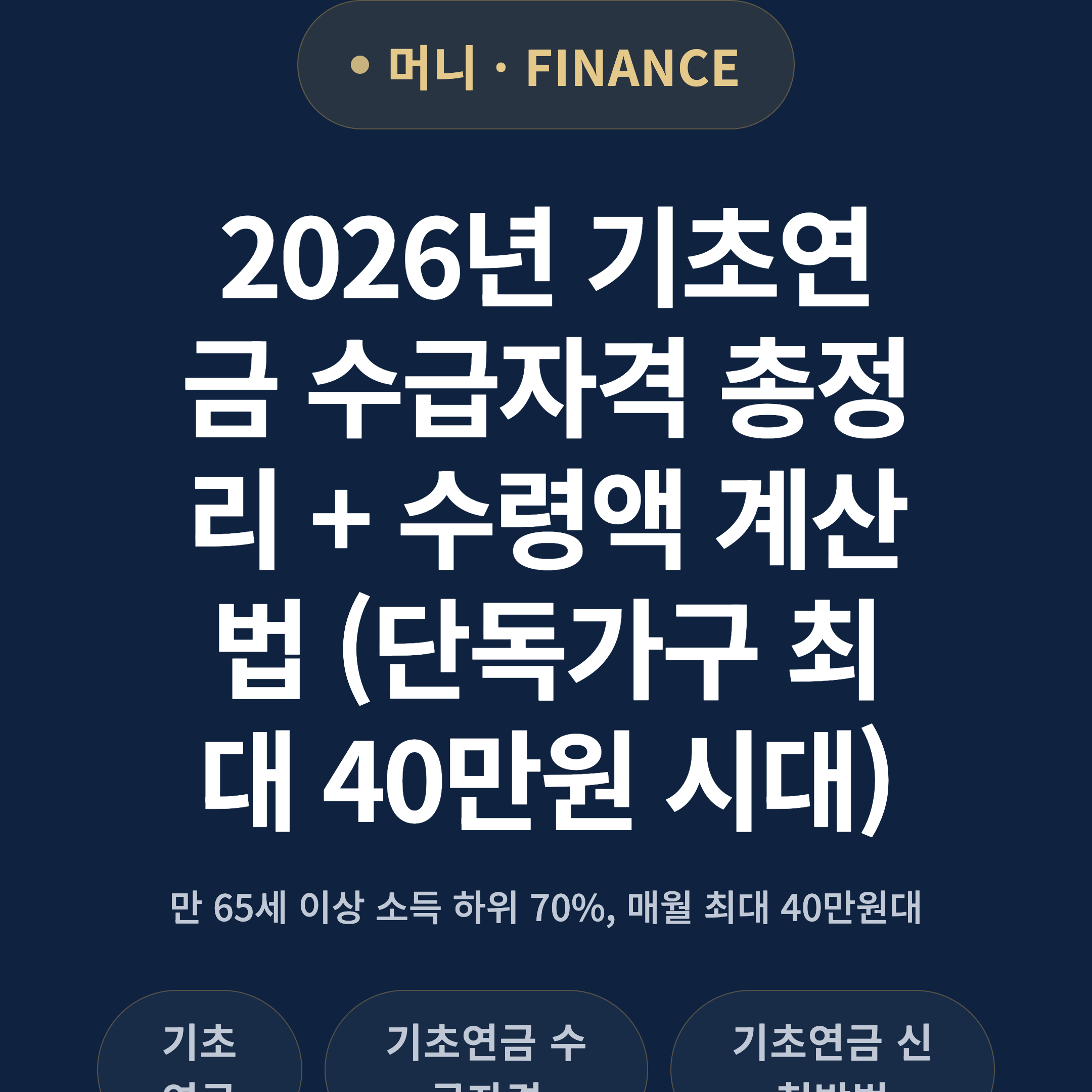 2026년 기초연금 수급자격 총정리 + 수령액 계산법 (단독가구 최대 40만원 시대)