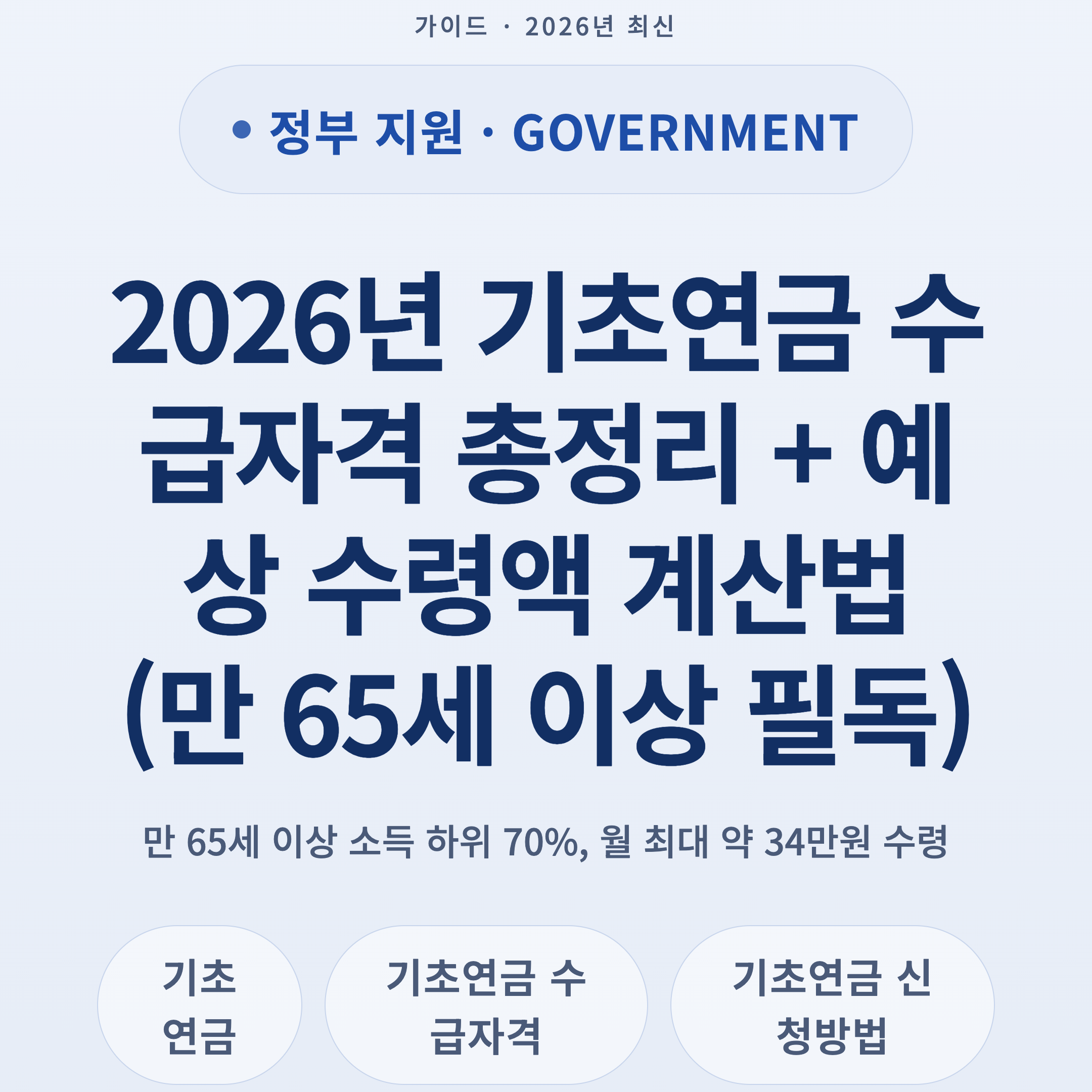 2026년 기초연금 수급자격 총정리 + 예상 수령액 계산법 (만 65세 이상 필독)