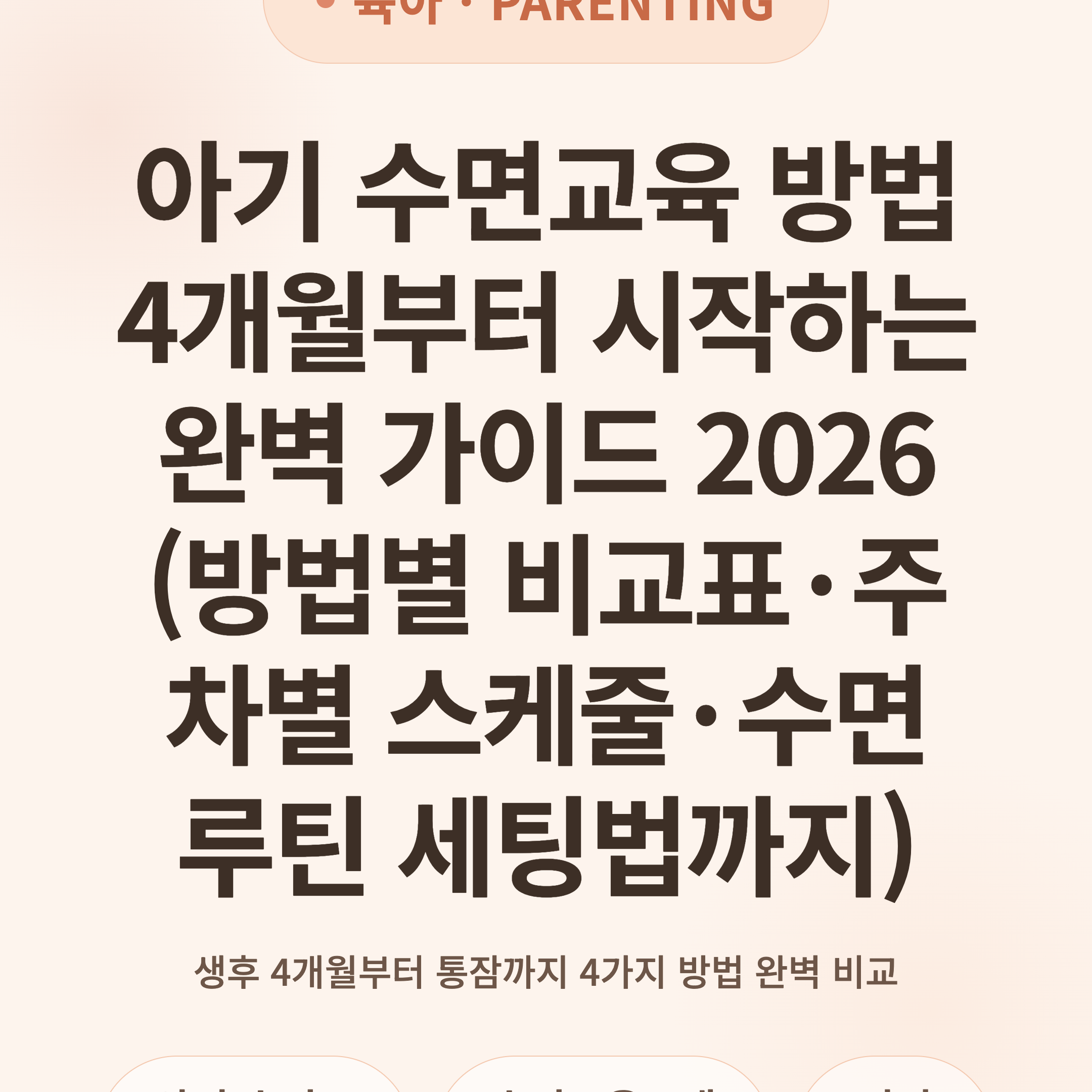 아기 수면교육 방법 4개월부터 시작하는 완벽 가이드 2026 (방법별 비교표·주차별 스케줄·수면 루틴 세팅법까지)