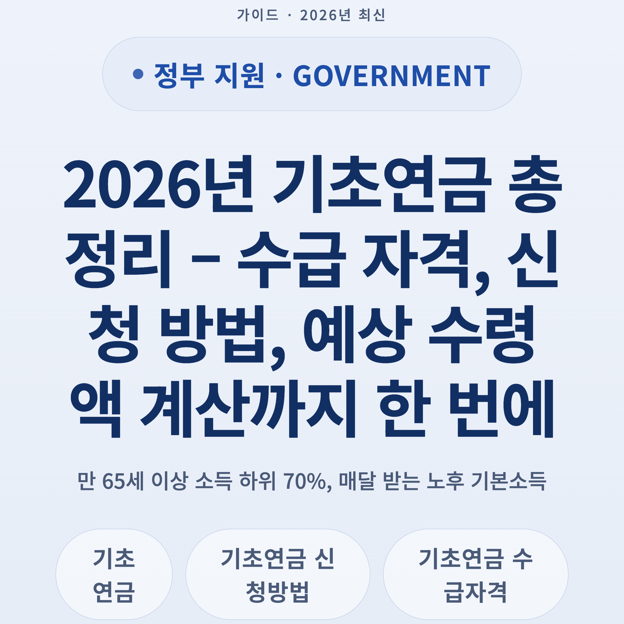 2026년 기초연금 총정리 – 수급 자격, 신청 방법, 예상 수령액 계산까지 한 번에