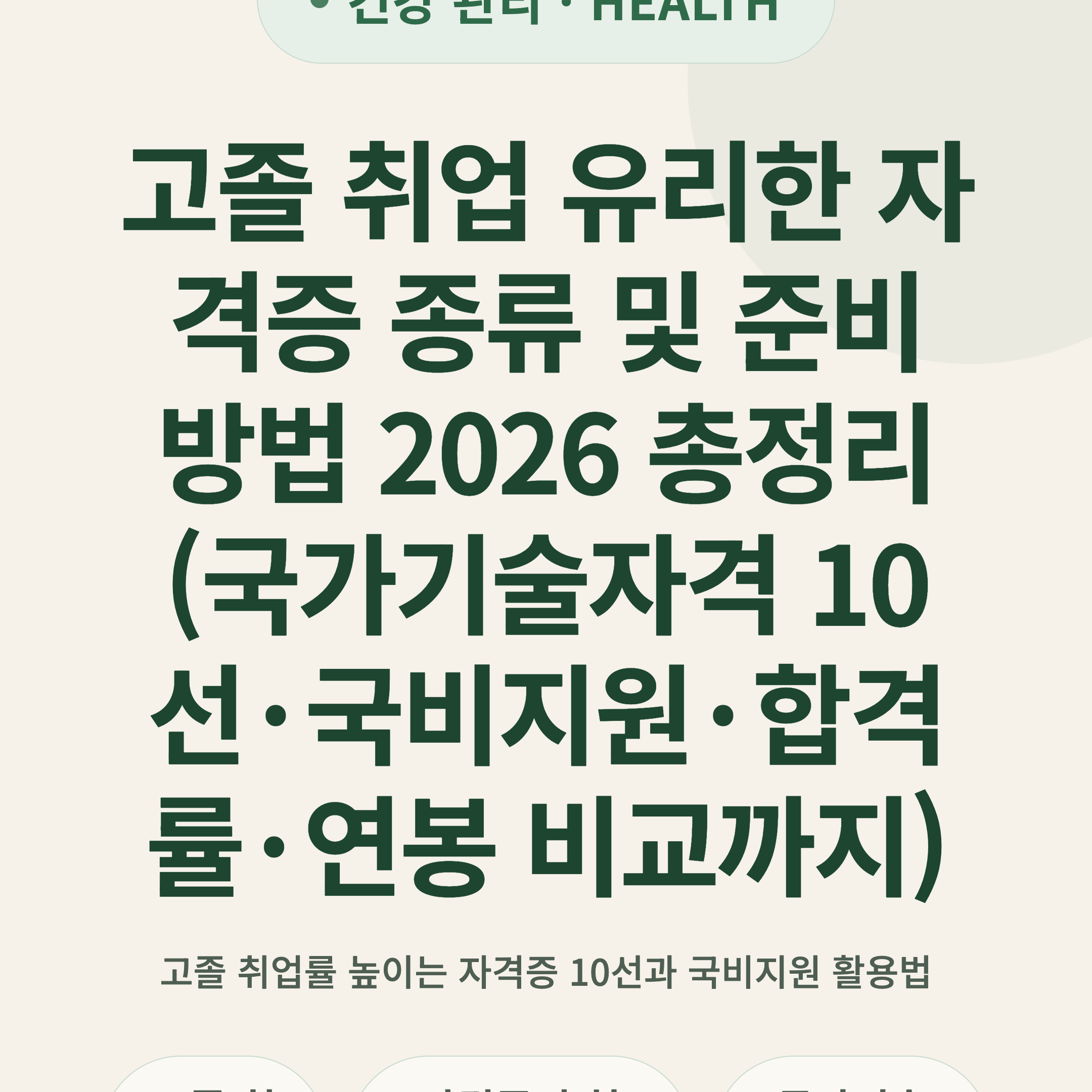 고졸 취업 유리한 자격증 종류 및 준비 방법 2026 총정리 (국가기술자격 10선·국비지원·합격률·연봉 비교까지)