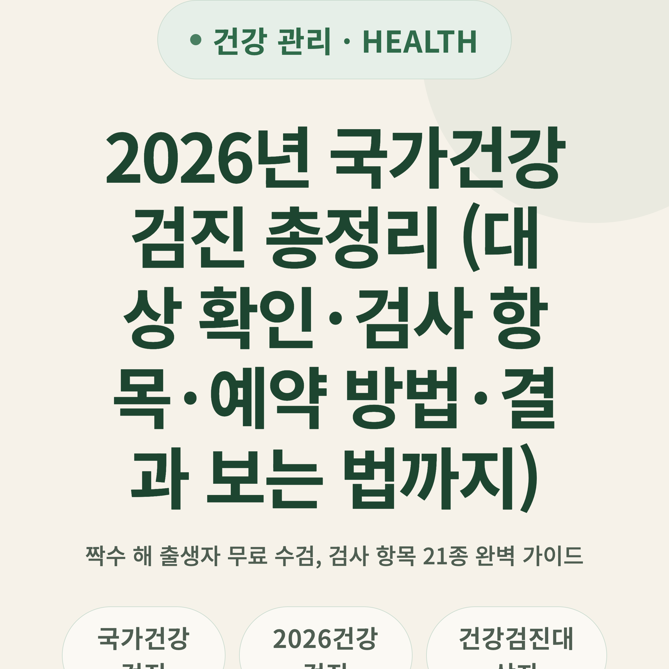 2026년 국가건강검진 총정리 (대상 확인·검사 항목·예약 방법·결과 보는 법까지)