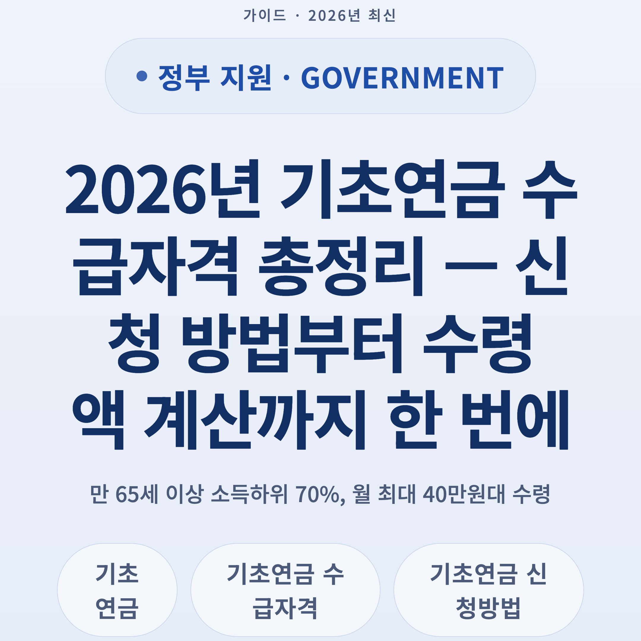 2026년 기초연금 수급자격 총정리 — 신청 방법부터 수령액 계산까지 한 번에