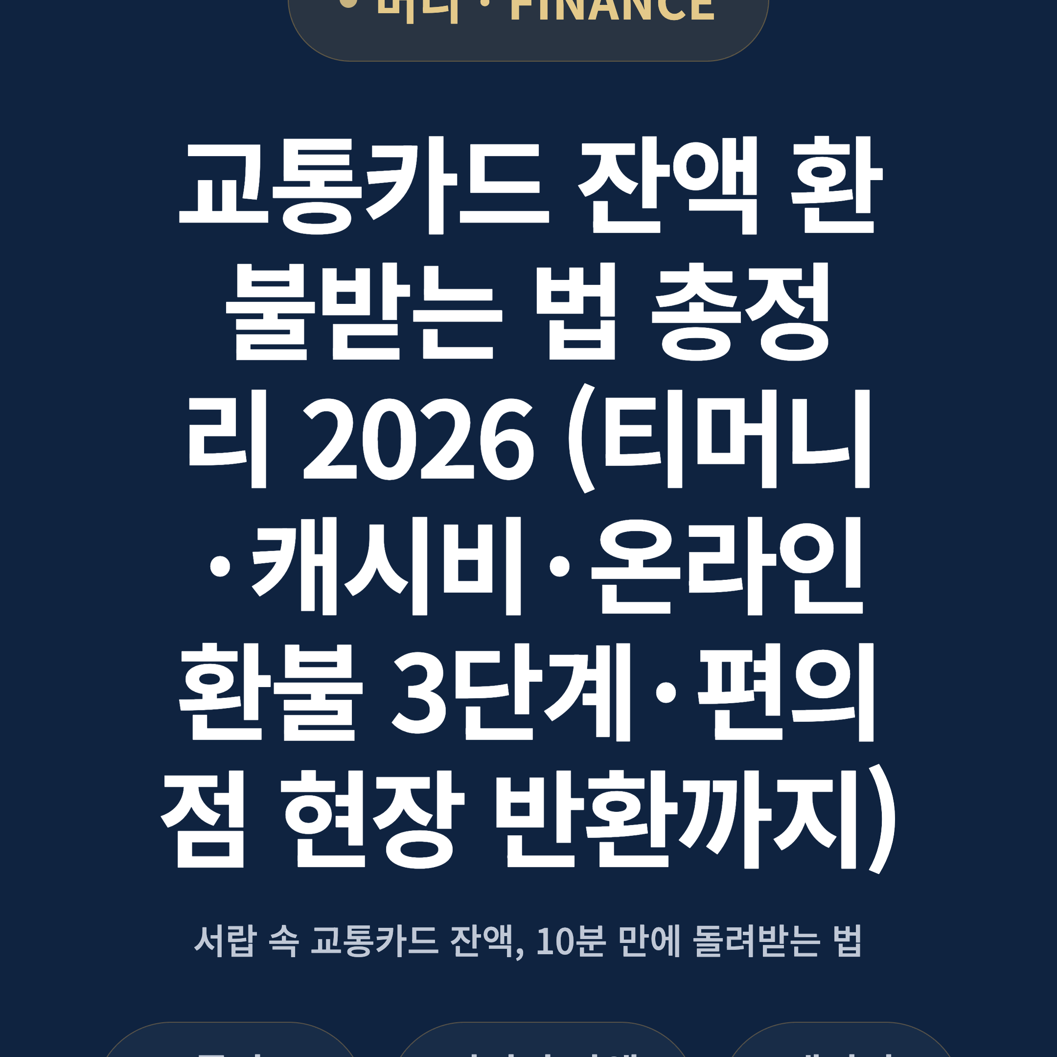 교통카드 잔액 환불받는 법 총정리 2026 (티머니·캐시비·온라인 환불 3단계·편의점 현장 반환까지)