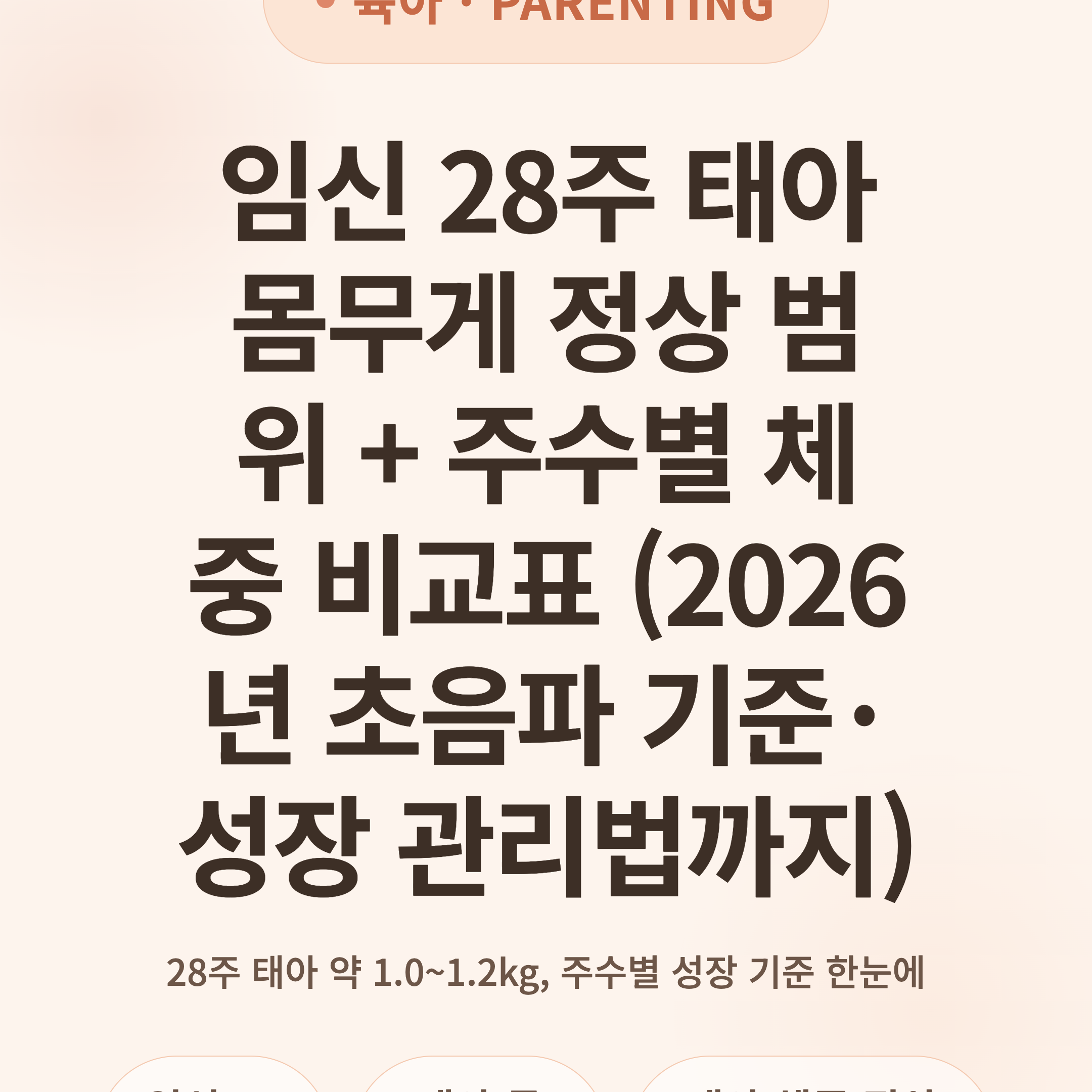 임신 28주 태아 몸무게 정상 범위 + 주수별 체중 비교표 (2026년 초음파 기준·성장 관리법까지)