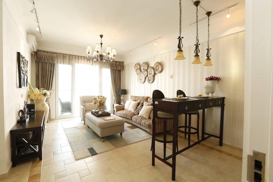 Explore this beautifully designed contemporary living room with modern furniture and elegant lighting.