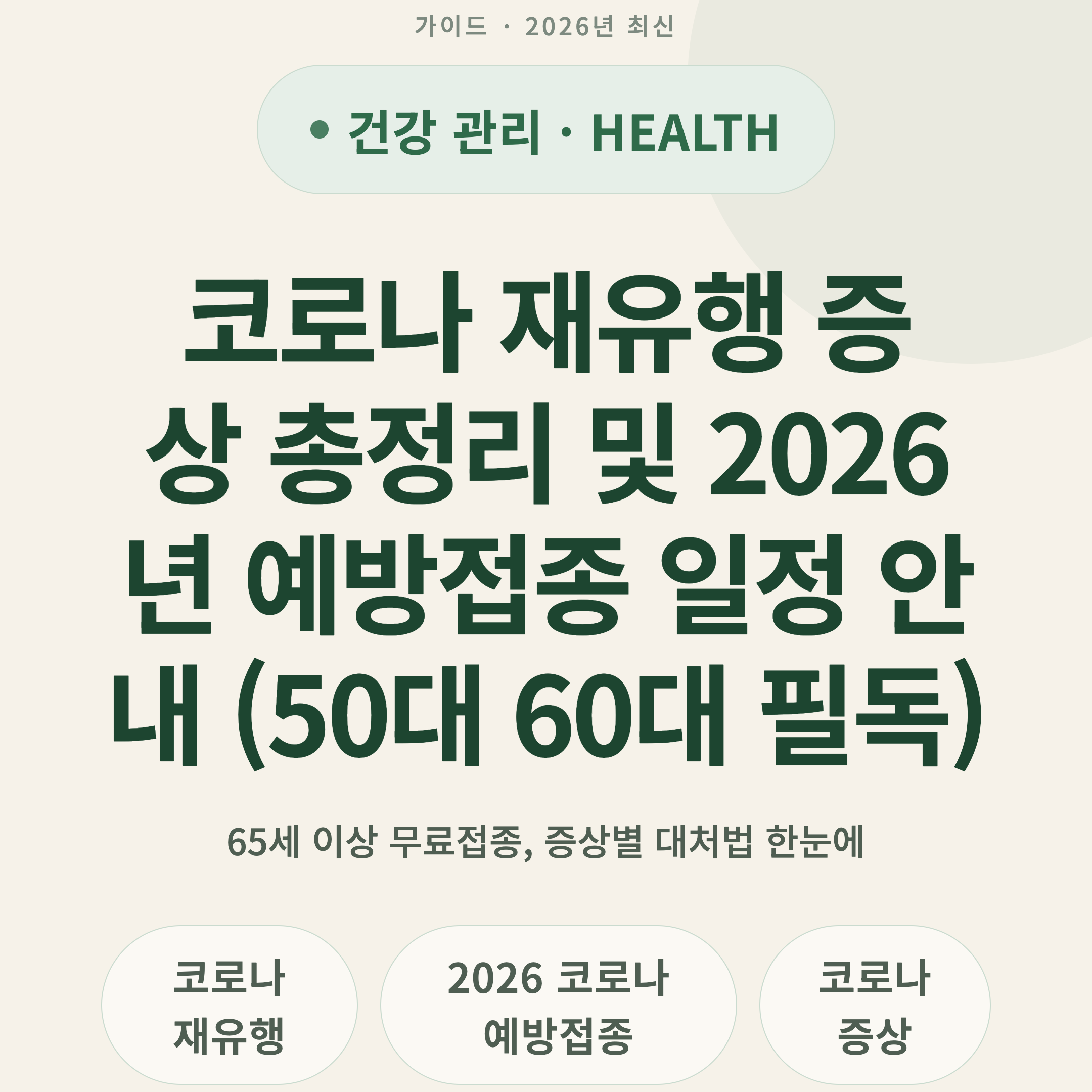 코로나 재유행 증상 총정리 및 2026년 예방접종 일정 안내 (50대 60대 필독)