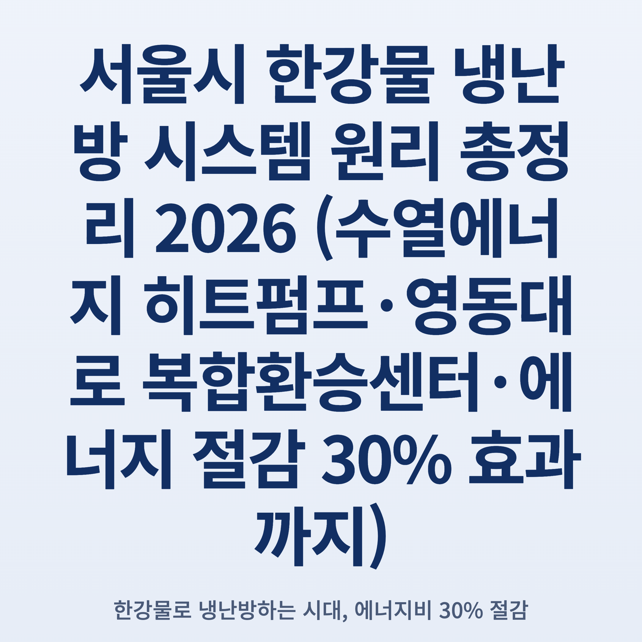 서울시 한강물 냉난방 시스템 원리 총정리 2026 (수열에너지 히트펌프·영동대로 복합환승센터·에너지 절감 30% 효과까지)