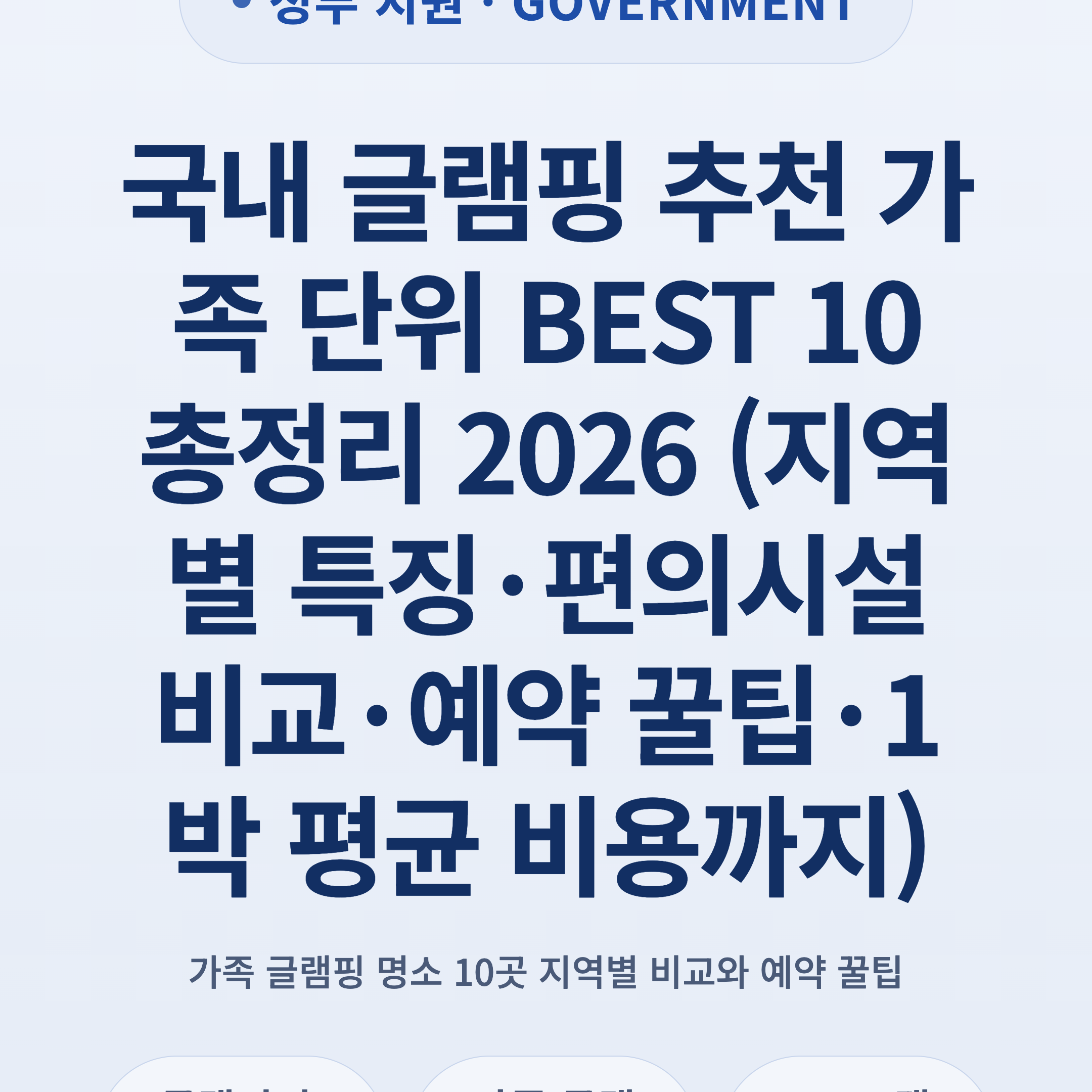 국내 글램핑 추천 가족 단위 BEST 10 총정리 2026 (지역별 특징·편의시설 비교·예약 꿀팁·1박 평균 비용까지)