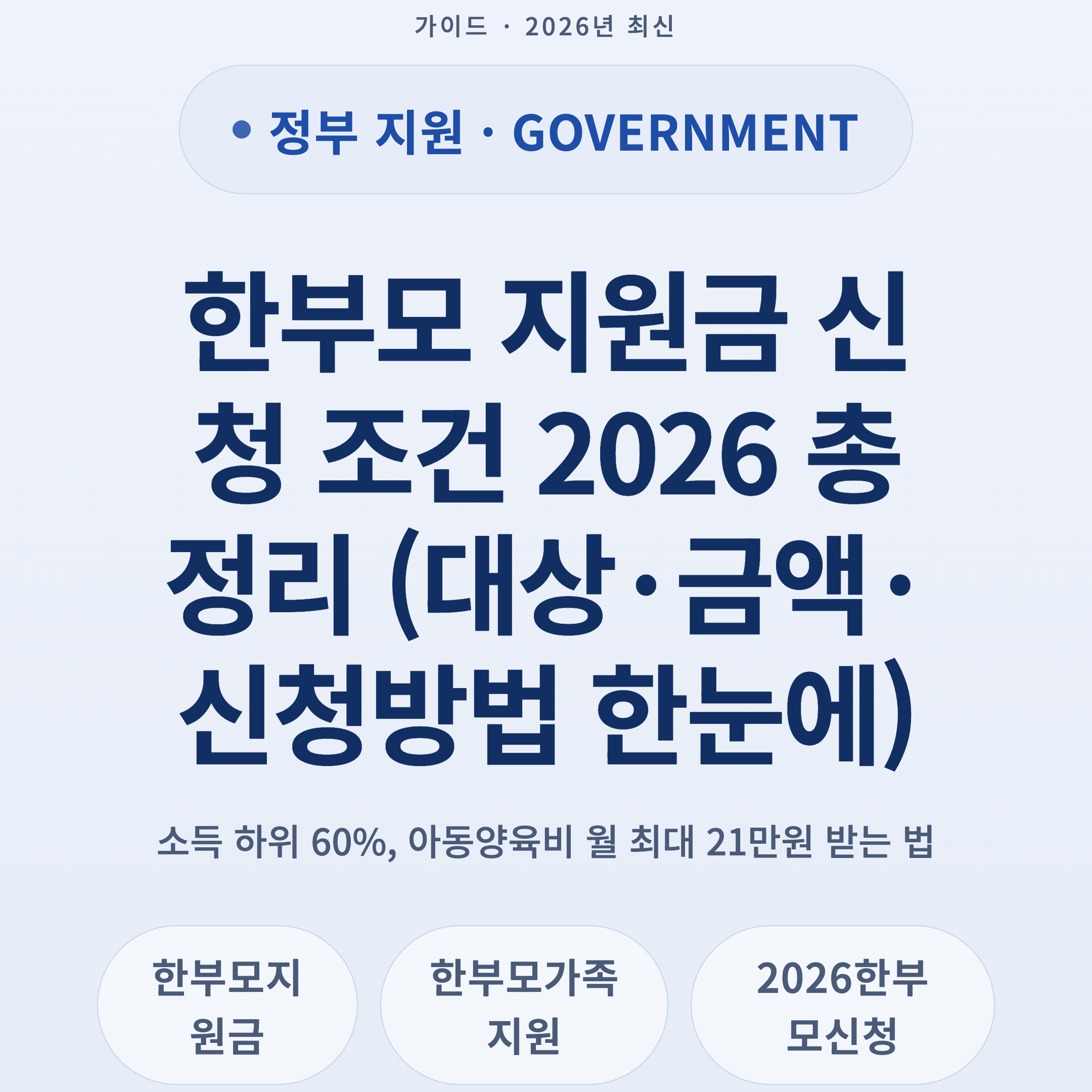 한부모 지원금 신청 조건 2026 총정리 (대상·금액·신청방법 한눈에)