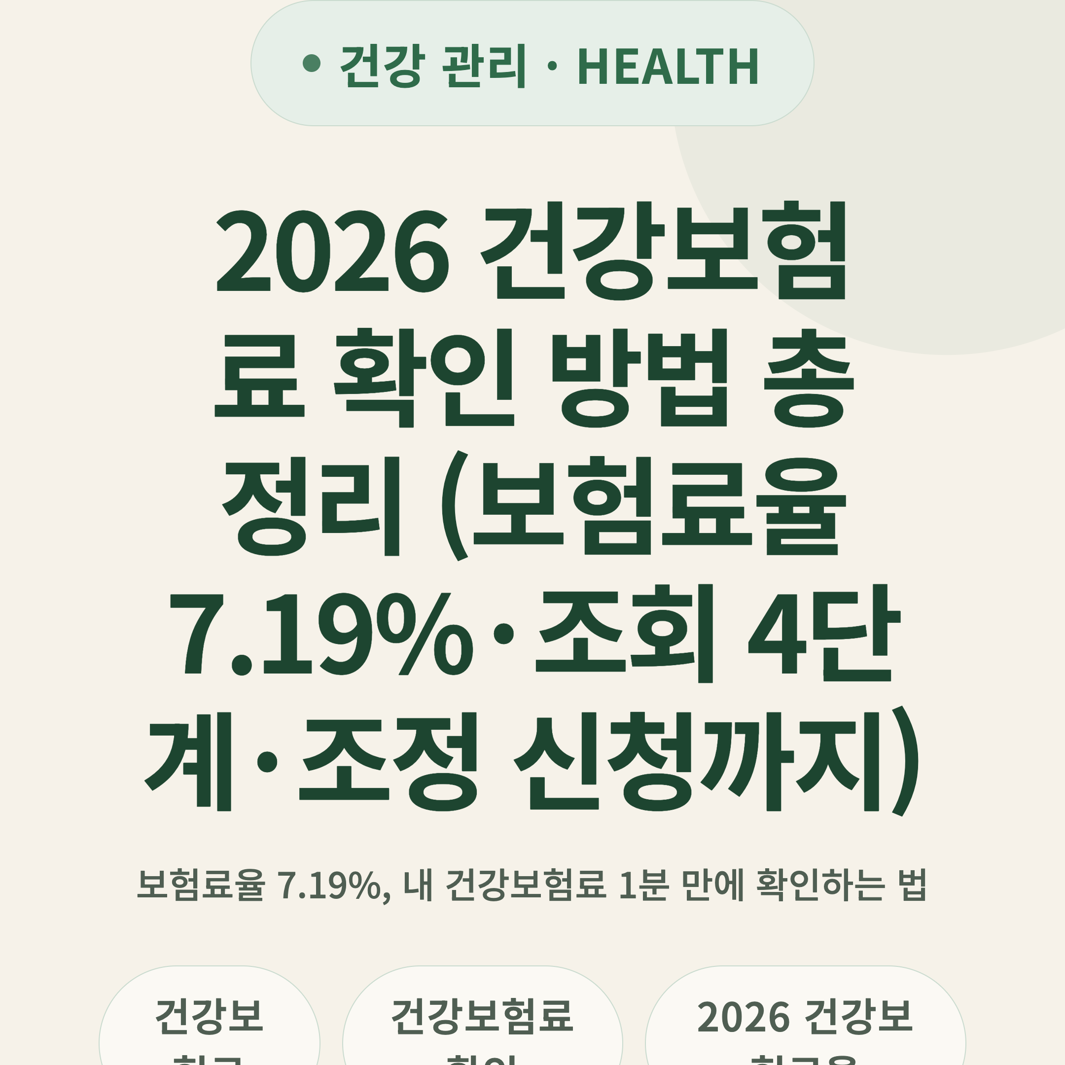 2026 건강보험료 확인 방법 총정리 (보험료율 7.19%·조회 4단계·조정 신청까지)