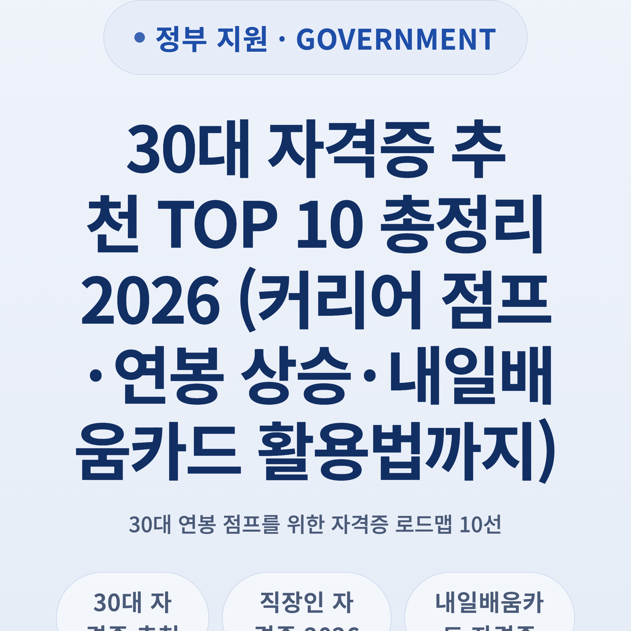 30대 자격증 추천 TOP 10 총정리 2026 (커리어 점프·연봉 상승·내일배움카드 활용법까지)