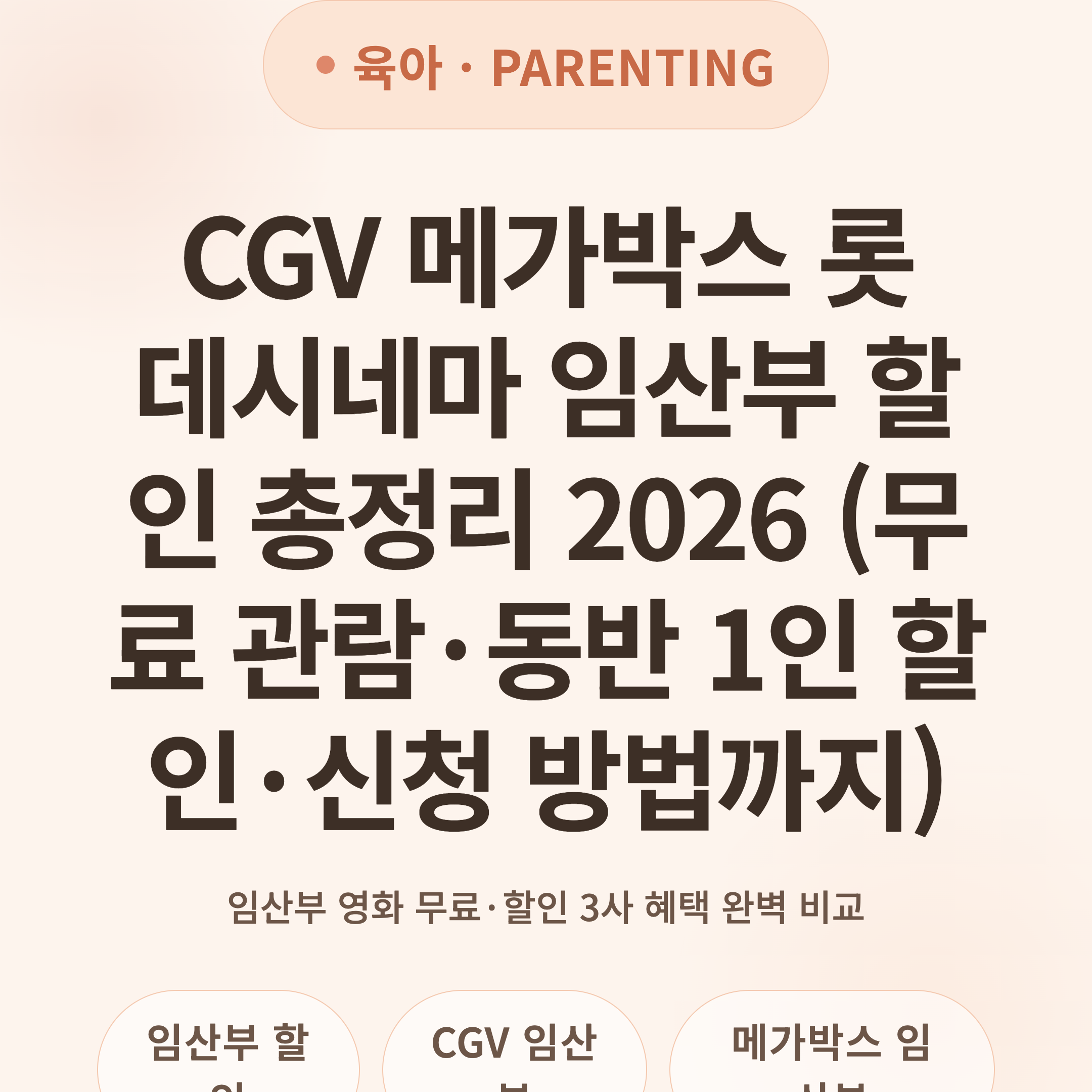 CGV 메가박스 롯데시네마 임산부 할인 총정리 2026 (무료 관람·동반 1인 할인·신청 방법까지)