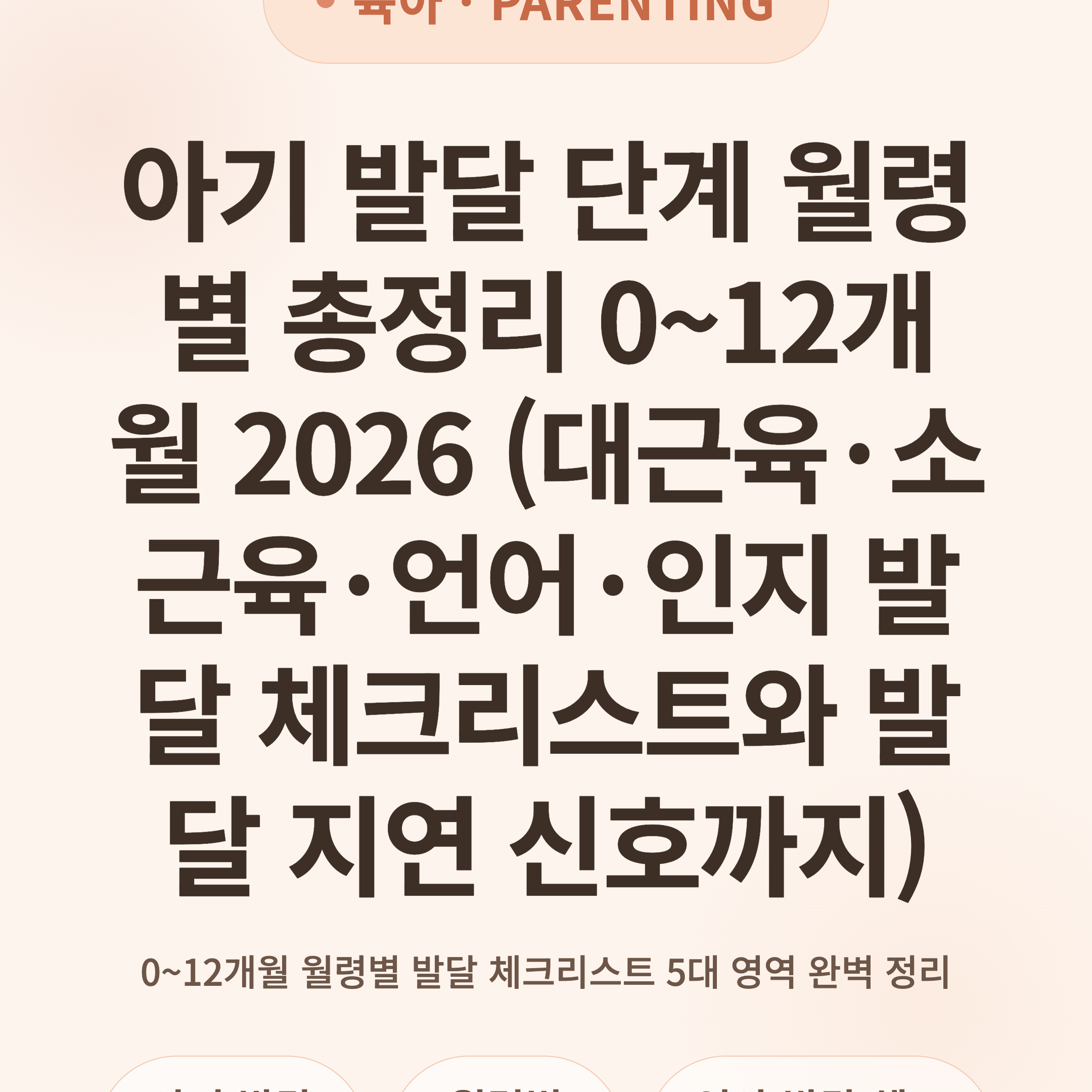 아기 발달 단계 월령별 총정리 0~12개월 2026 (대근육·소근육·언어·인지 발달 체크리스트와 발달 지연 신호까지)