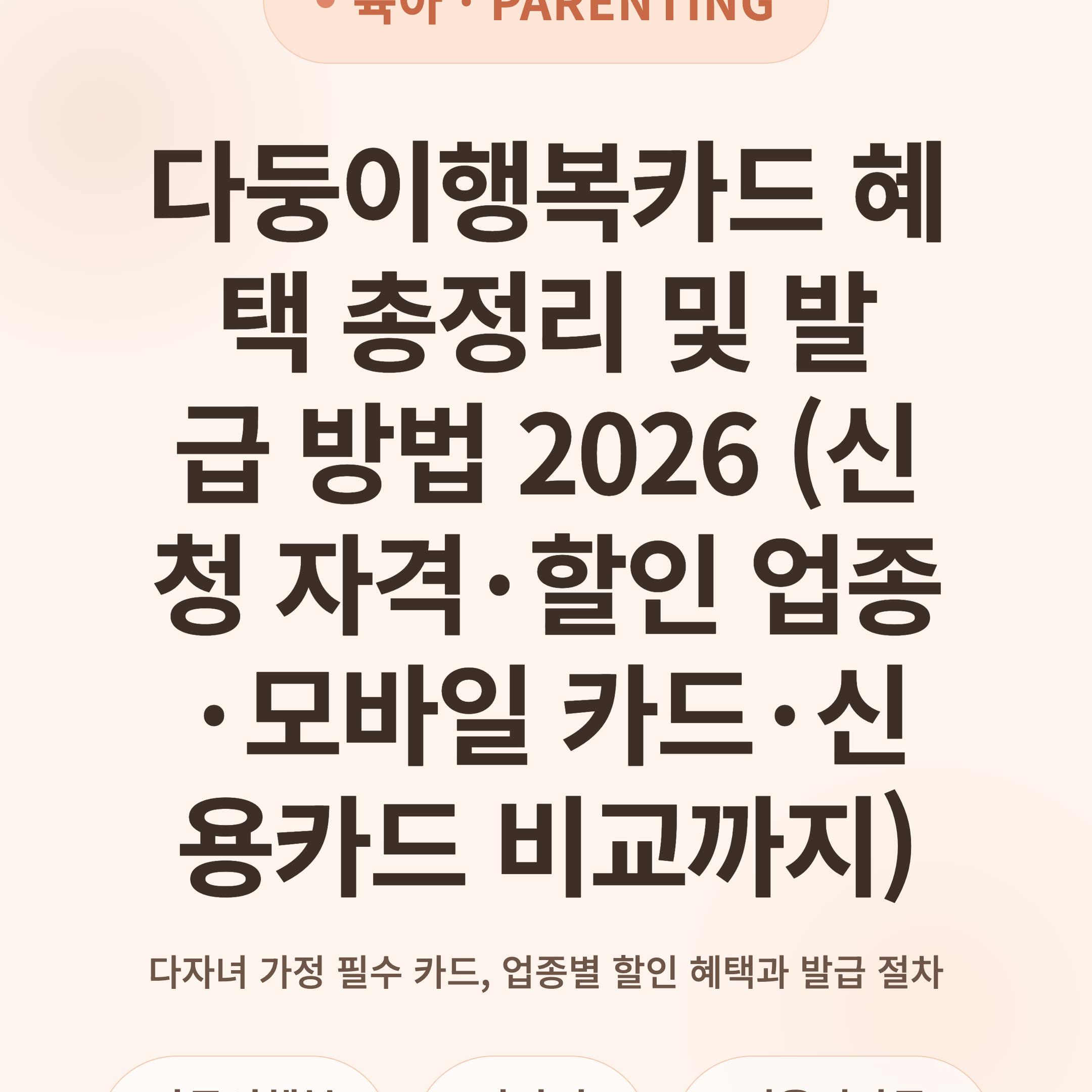 다둥이행복카드 혜택 총정리 및 발급 방법 2026 (신청 자격·할인 업종·모바일 카드·신용카드 비교까지)
