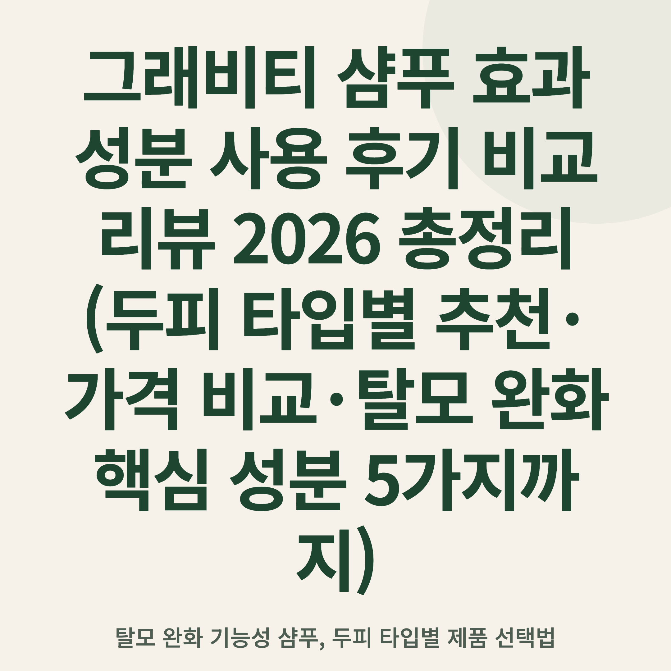 그래비티 샴푸 효과 성분 사용 후기 비교 리뷰 2026 총정리 (두피 타입별 추천·가격 비교·탈모 완화 핵심 성분 5가지까지)