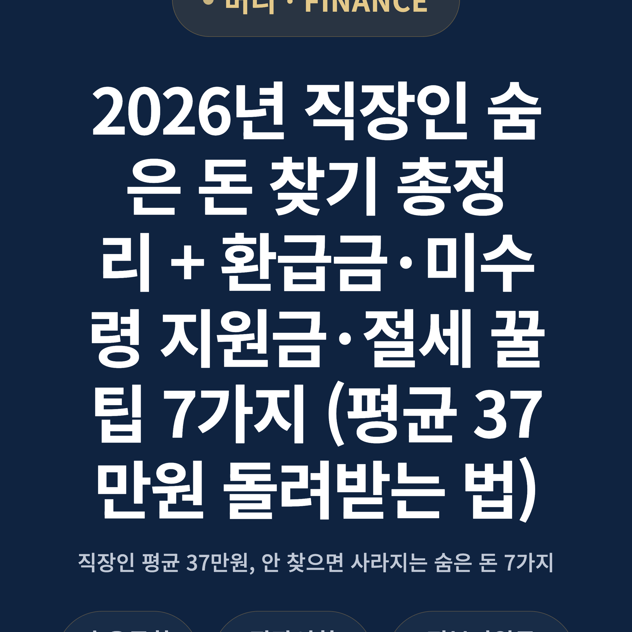 2026년 직장인 숨은 돈 찾기 총정리 + 환급금·미수령 지원금·절세 꿀팁 7가지 (평균 37만원 돌려받는 법)