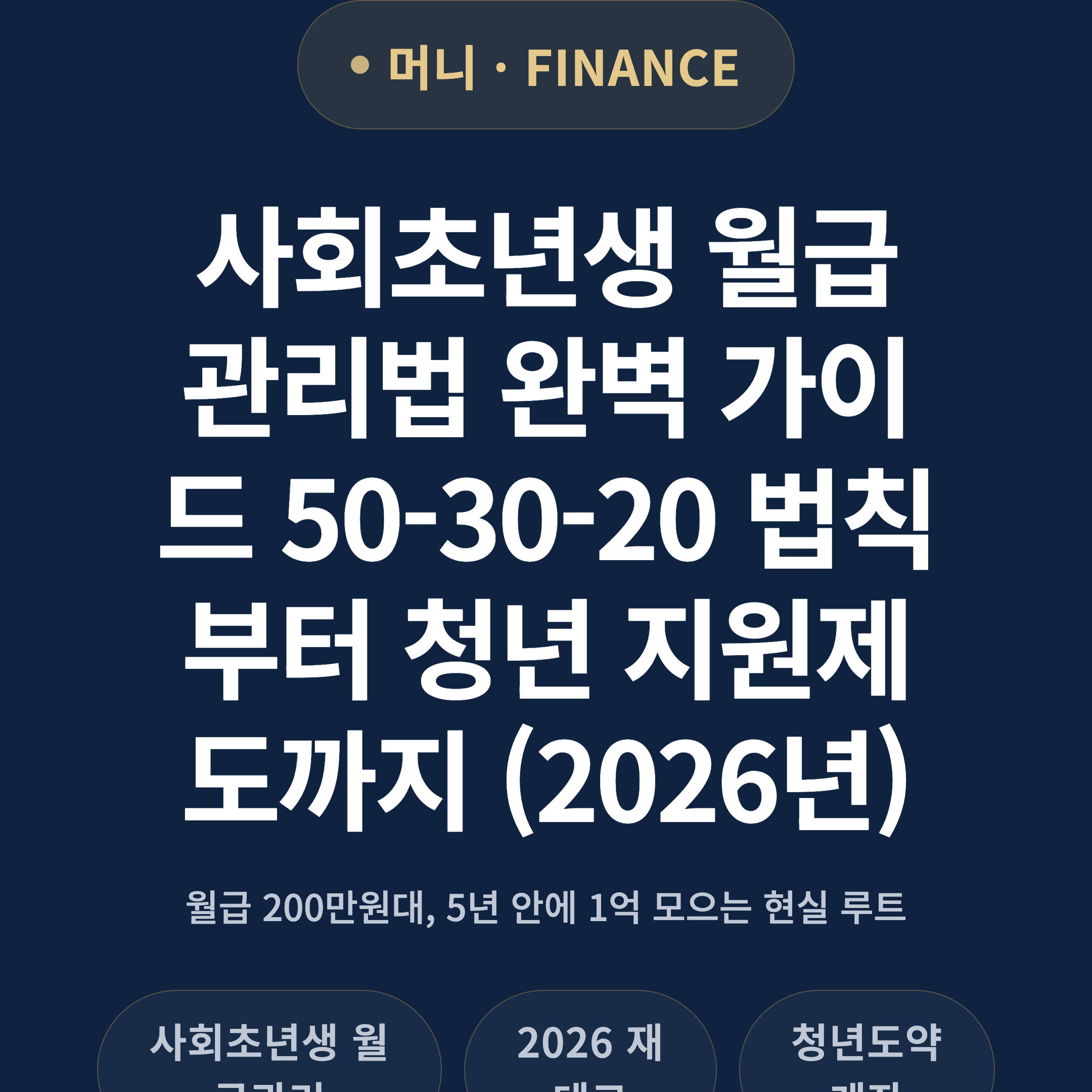 사회초년생 월급 관리법 완벽 가이드 50-30-20 법칙부터 청년 지원제도까지 (2026년)