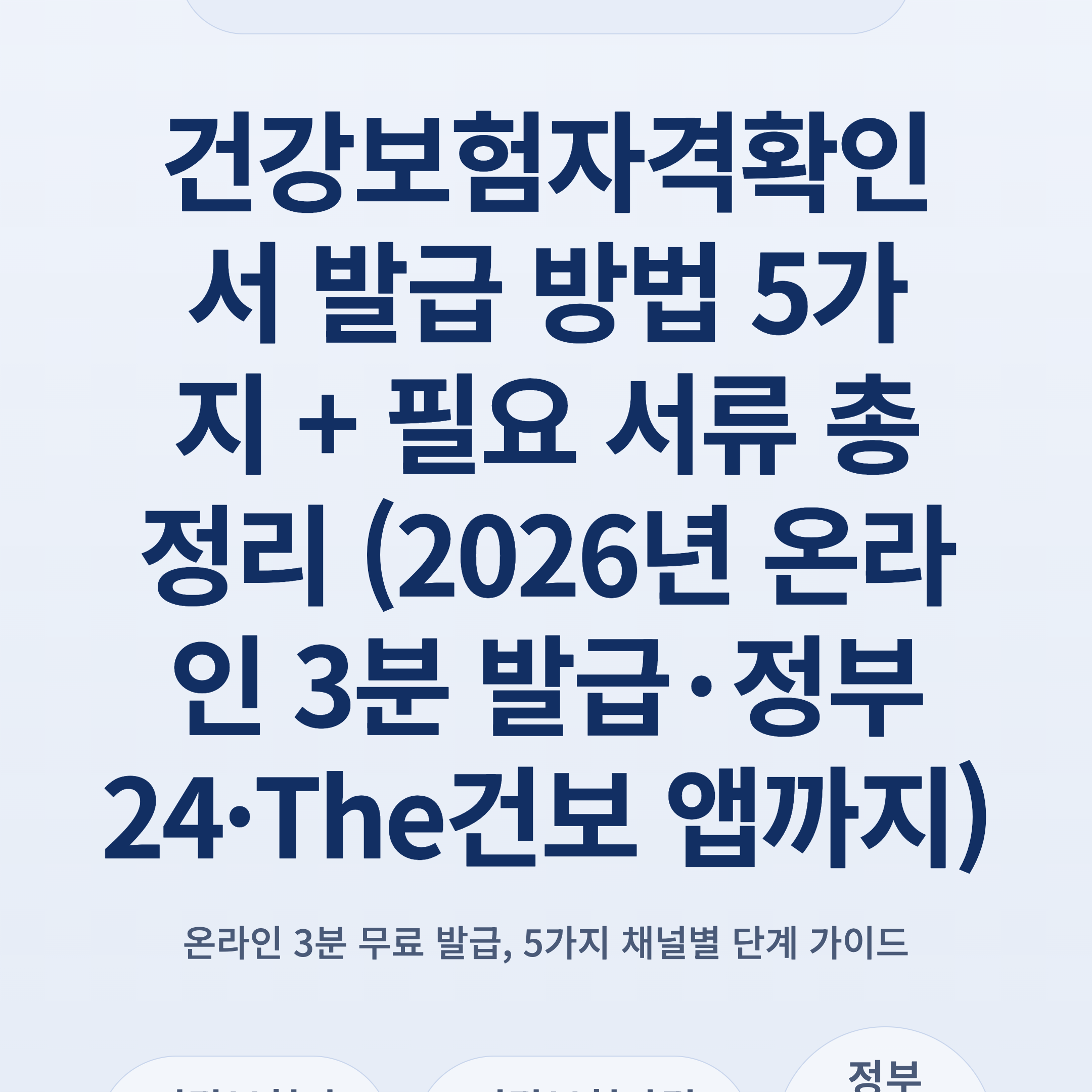 건강보험자격확인서 발급 방법 5가지 + 필요 서류 총정리 (2026년 온라인 3분 발급·정부24·The건보 앱까지)