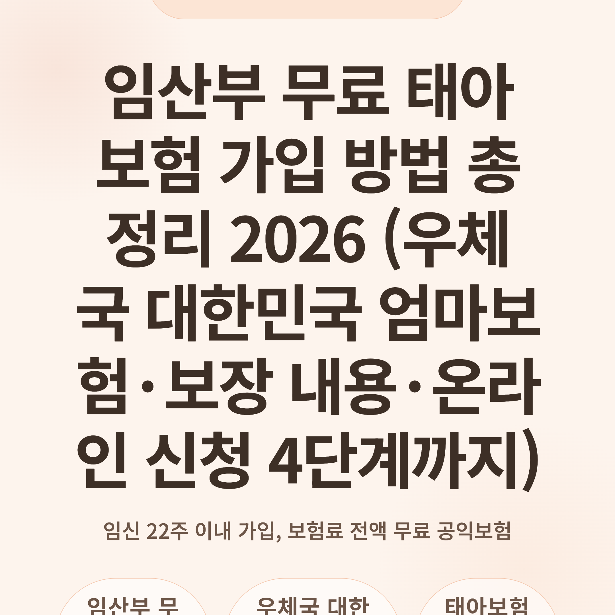 임산부 무료 태아보험 가입 방법 총정리 2026 (우체국 대한민국 엄마보험·보장 내용·온라인 신청 4단계까지)