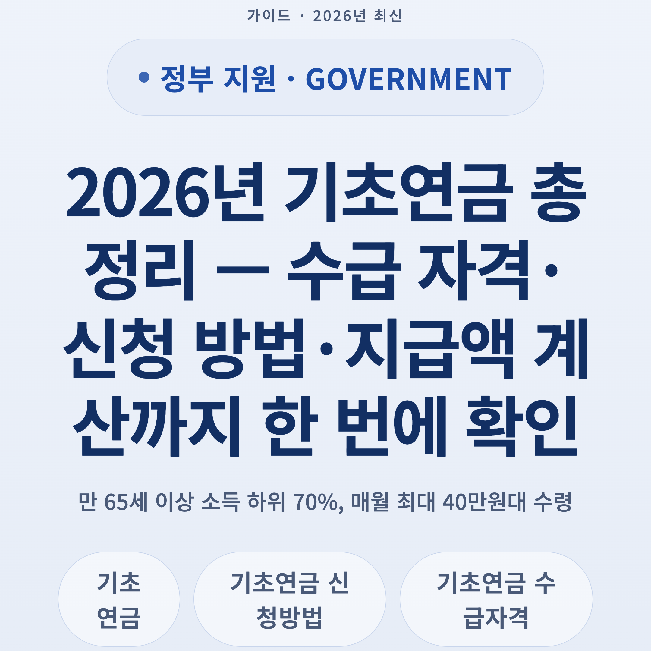 2026년 기초연금 총정리 — 수급 자격·신청 방법·지급액 계산까지 한 번에 확인