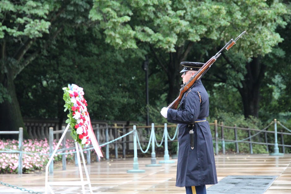 Guard at the Tomb of the Unknown Soldier performs ceremonial duty.