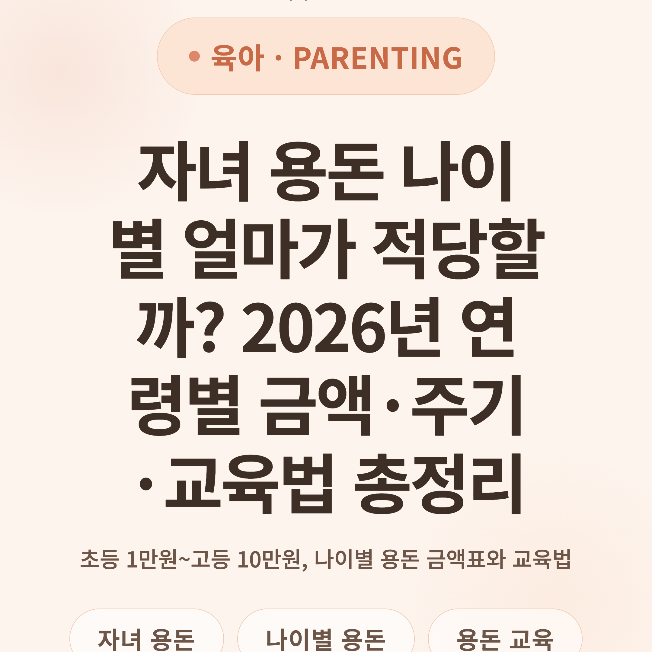 자녀 용돈 나이별 얼마가 적당할까? 2026년 연령별 금액·주기·교육법 총정리