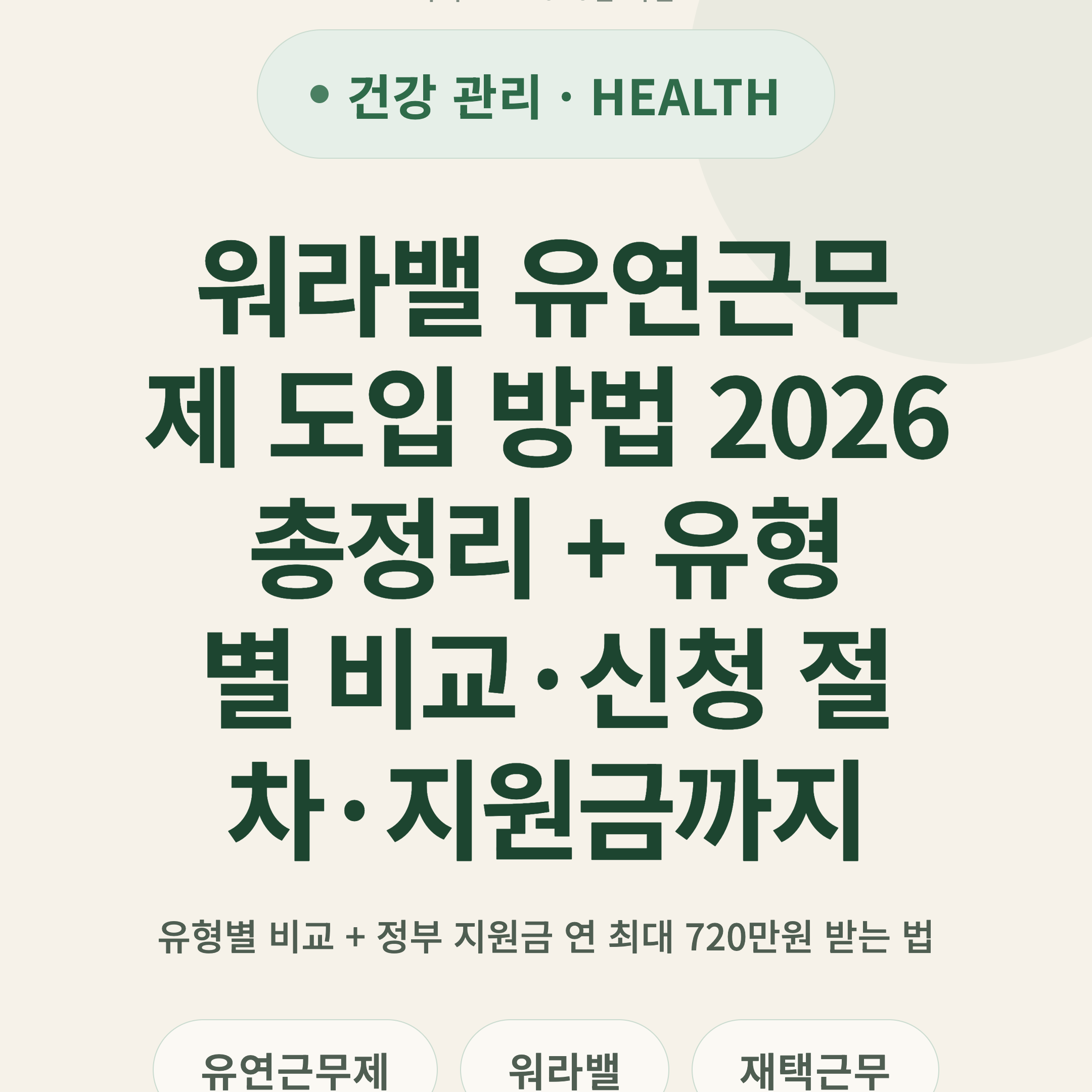 워라밸 유연근무제 도입 방법 2026 총정리 + 유형별 비교·신청 절차·지원금까지