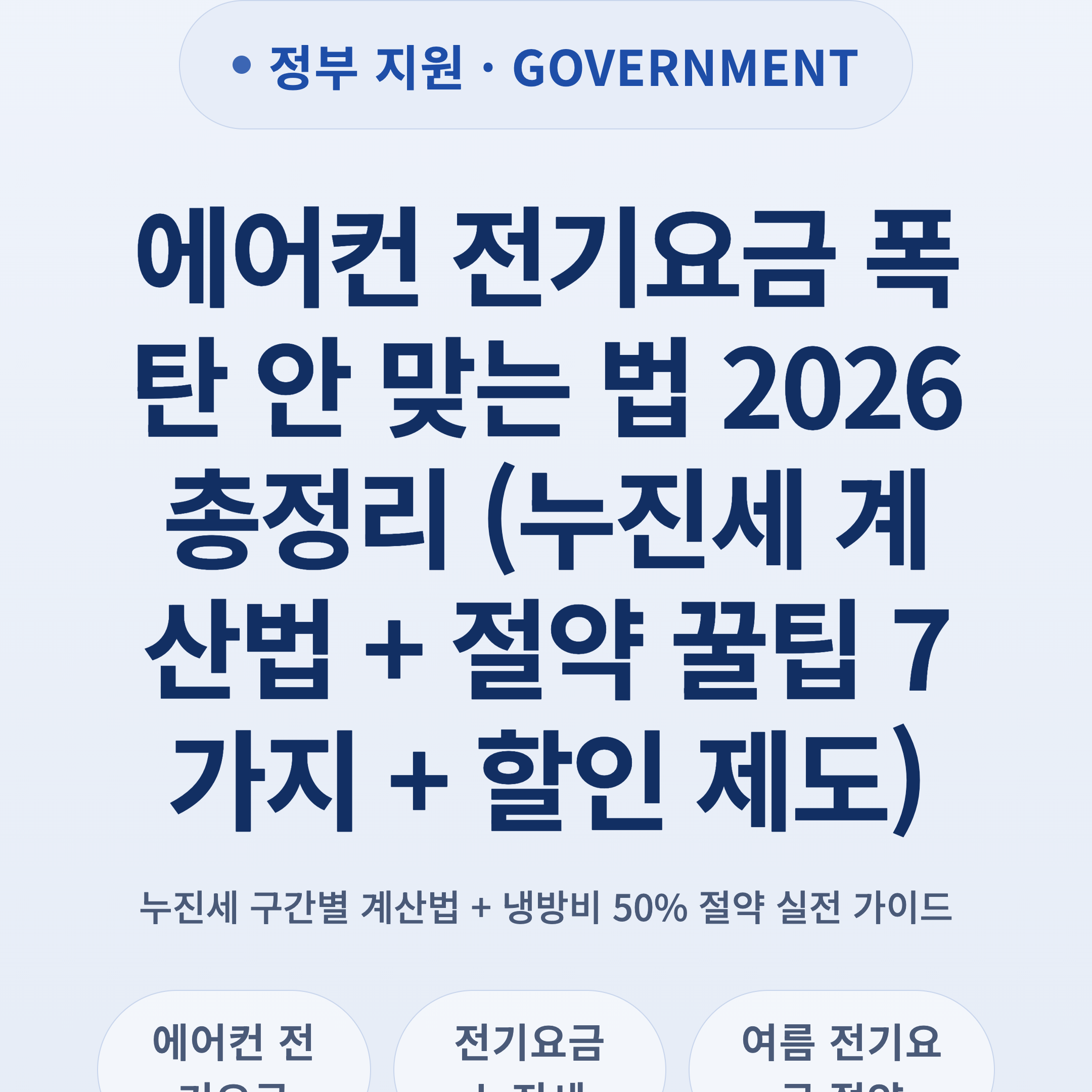 에어컨 전기요금 폭탄 안 맞는 법 2026 총정리 (누진세 계산법 + 절약 꿀팁 7가지 + 할인 제도)