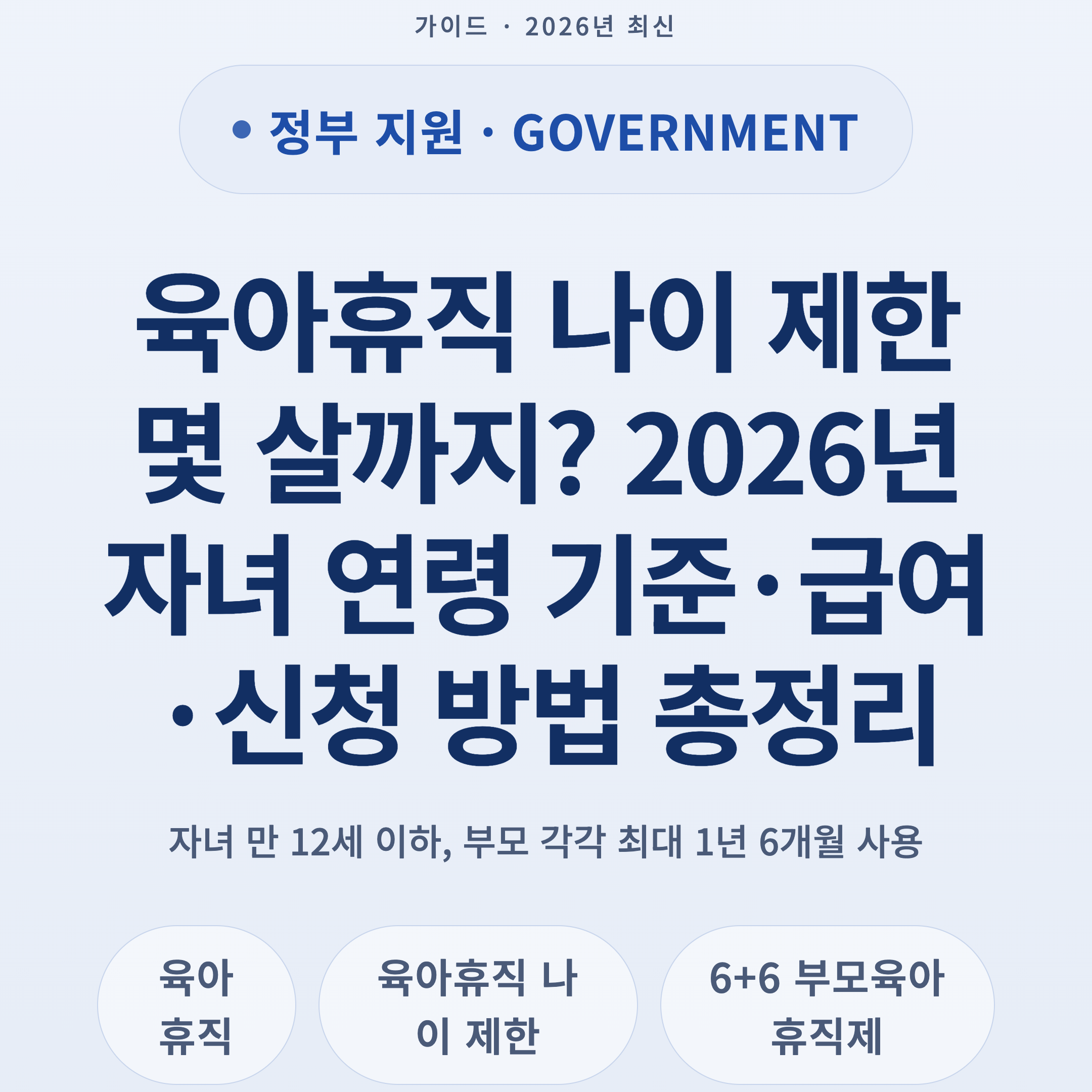 육아휴직 나이 제한 몇 살까지? 2026년 자녀 연령 기준·급여·신청 방법 총정리
