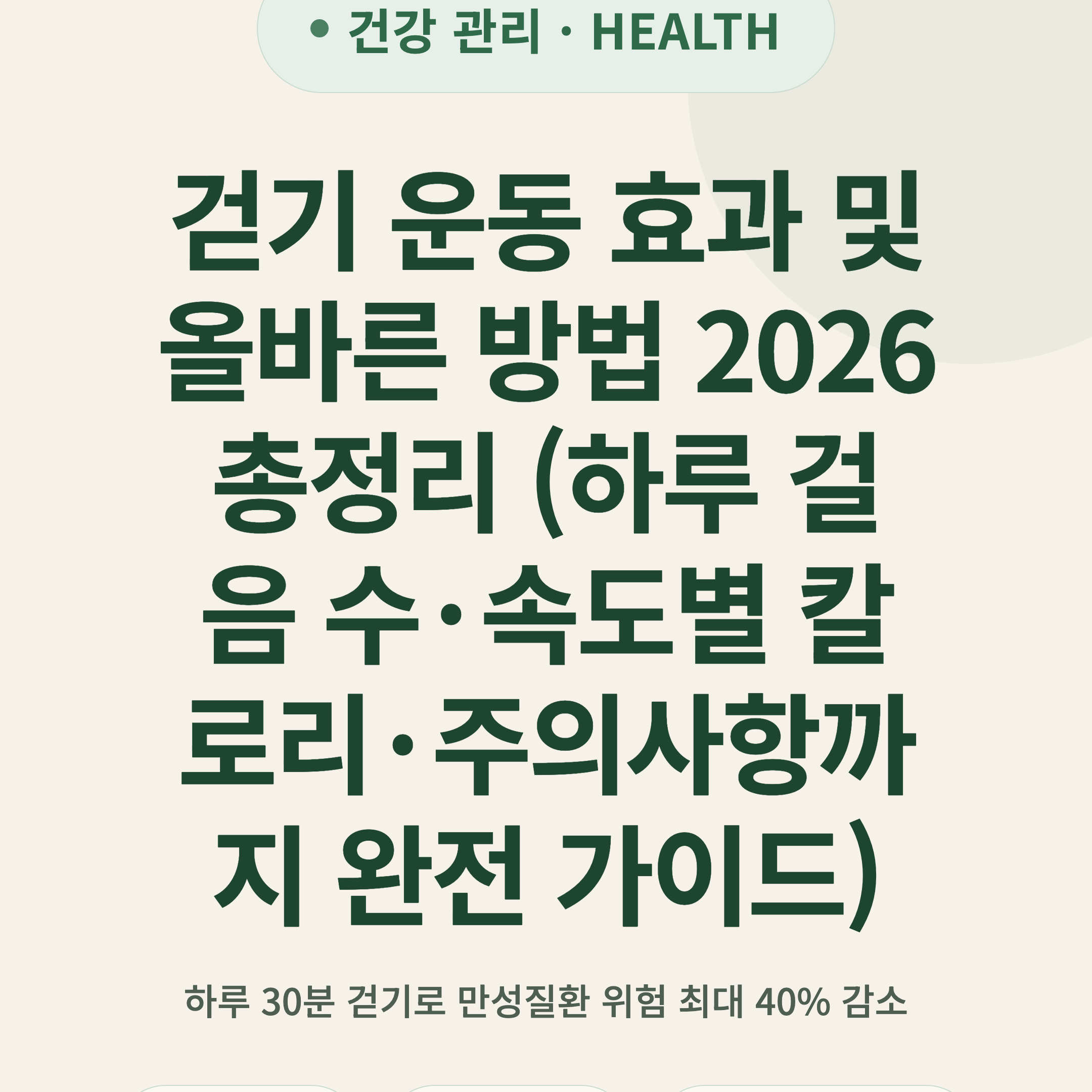 걷기 운동 효과 및 올바른 방법 2026 총정리 (하루 걸음 수·속도별 칼로리·주의사항까지 완전 가이드)