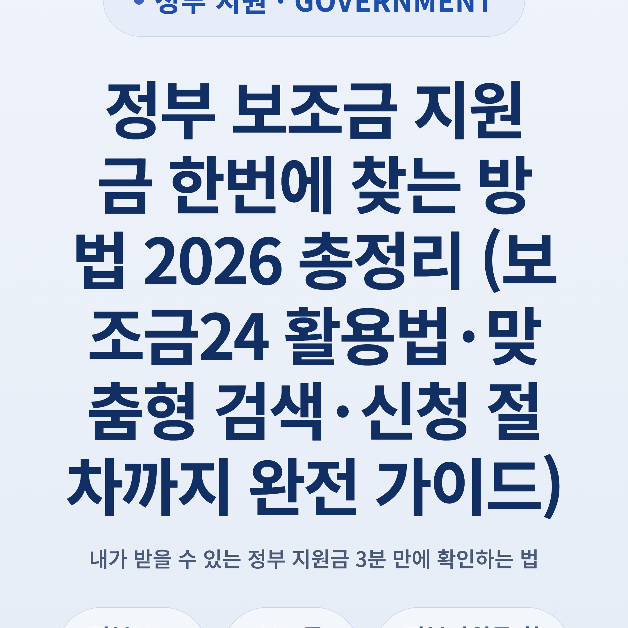 정부 보조금 지원금 한번에 찾는 방법 2026 총정리 (보조금24 활용법·맞춤형 검색·신청 절차까지 완전 가이드)