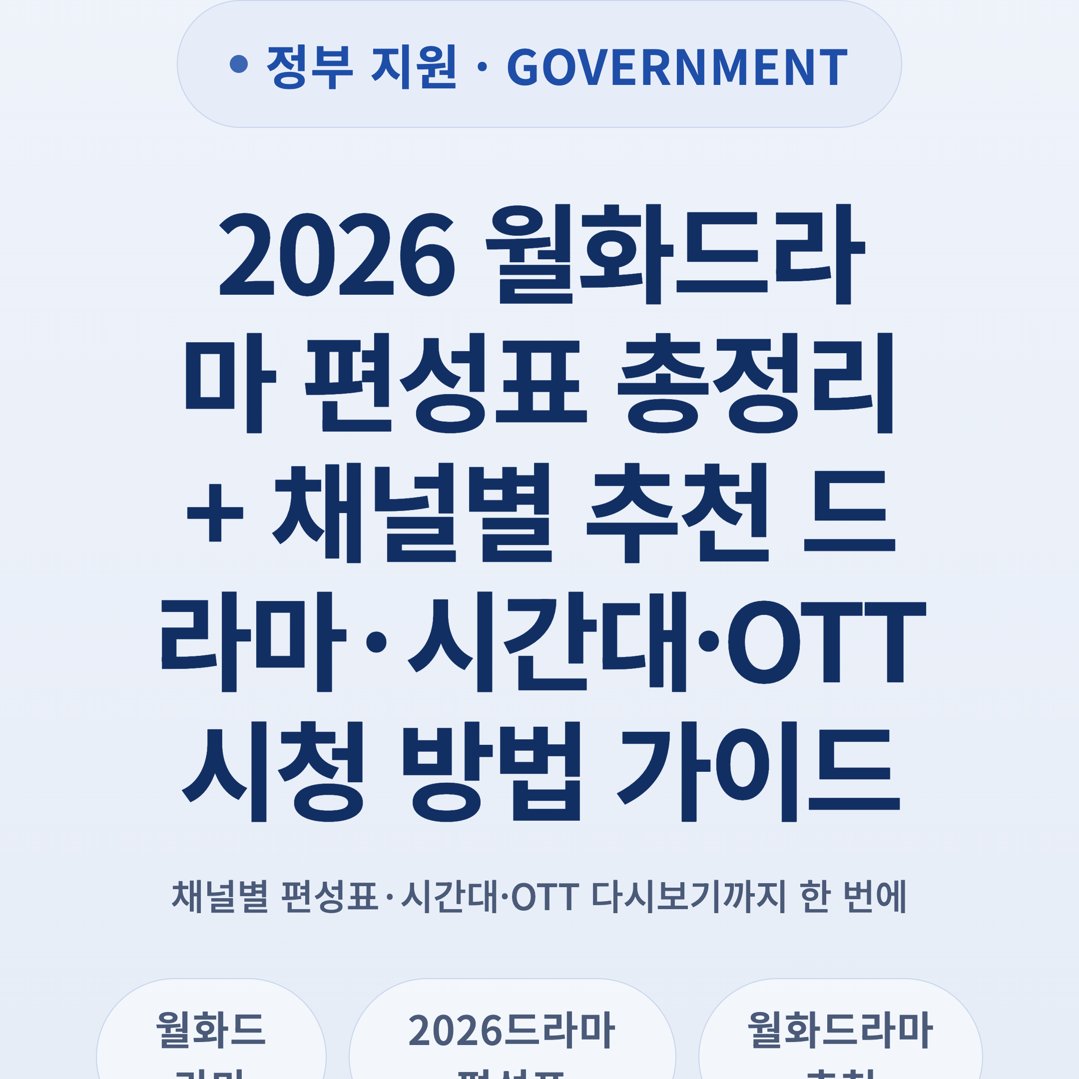 2026 월화드라마 편성표 총정리 + 채널별 추천 드라마·시간대·OTT 시청 방법 가이드