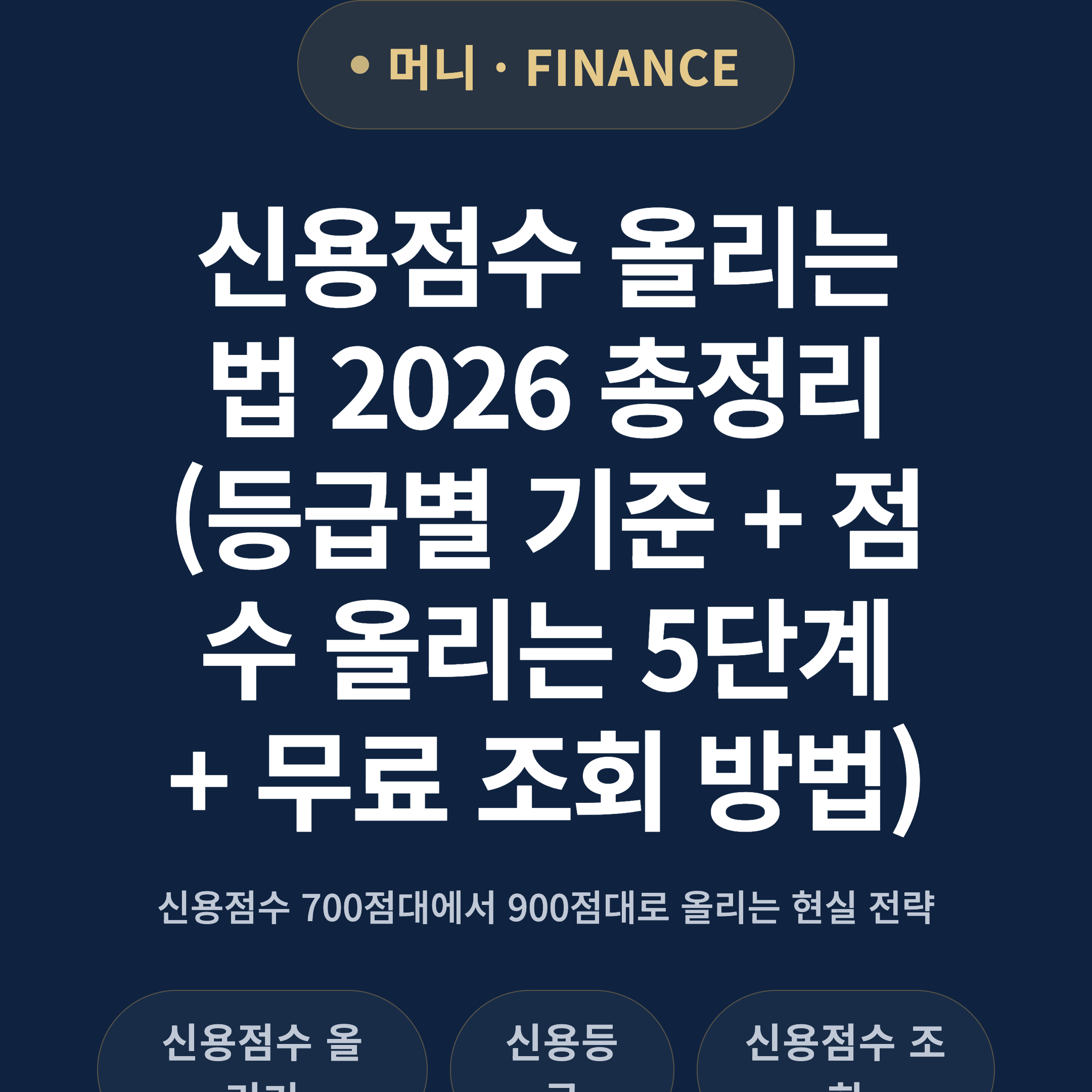신용점수 올리는 법 2026 총정리 (등급별 기준 + 점수 올리는 5단계 + 무료 조회 방법)