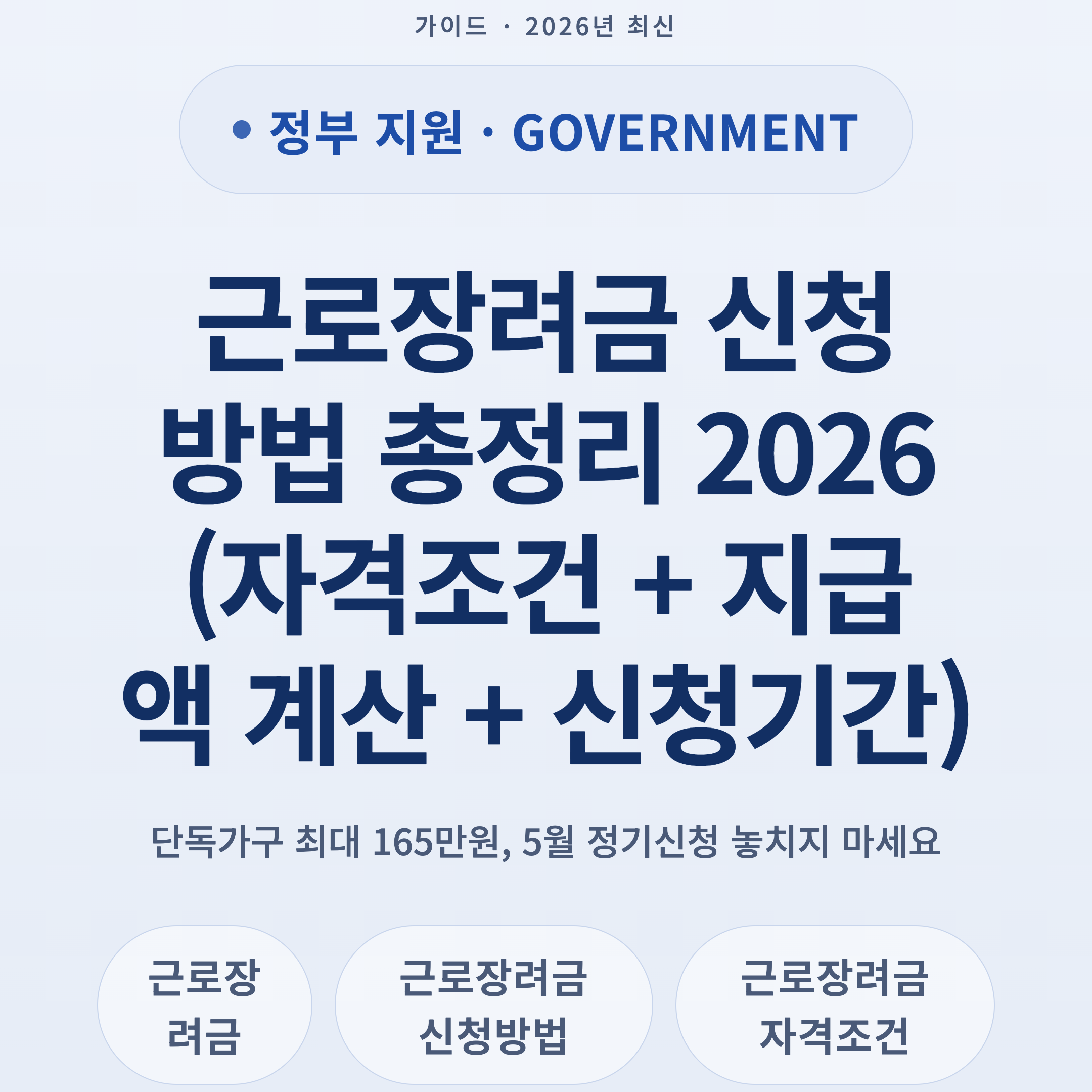 근로장려금 신청방법 총정리 2026 (자격조건 + 지급액 계산 + 신청기간)