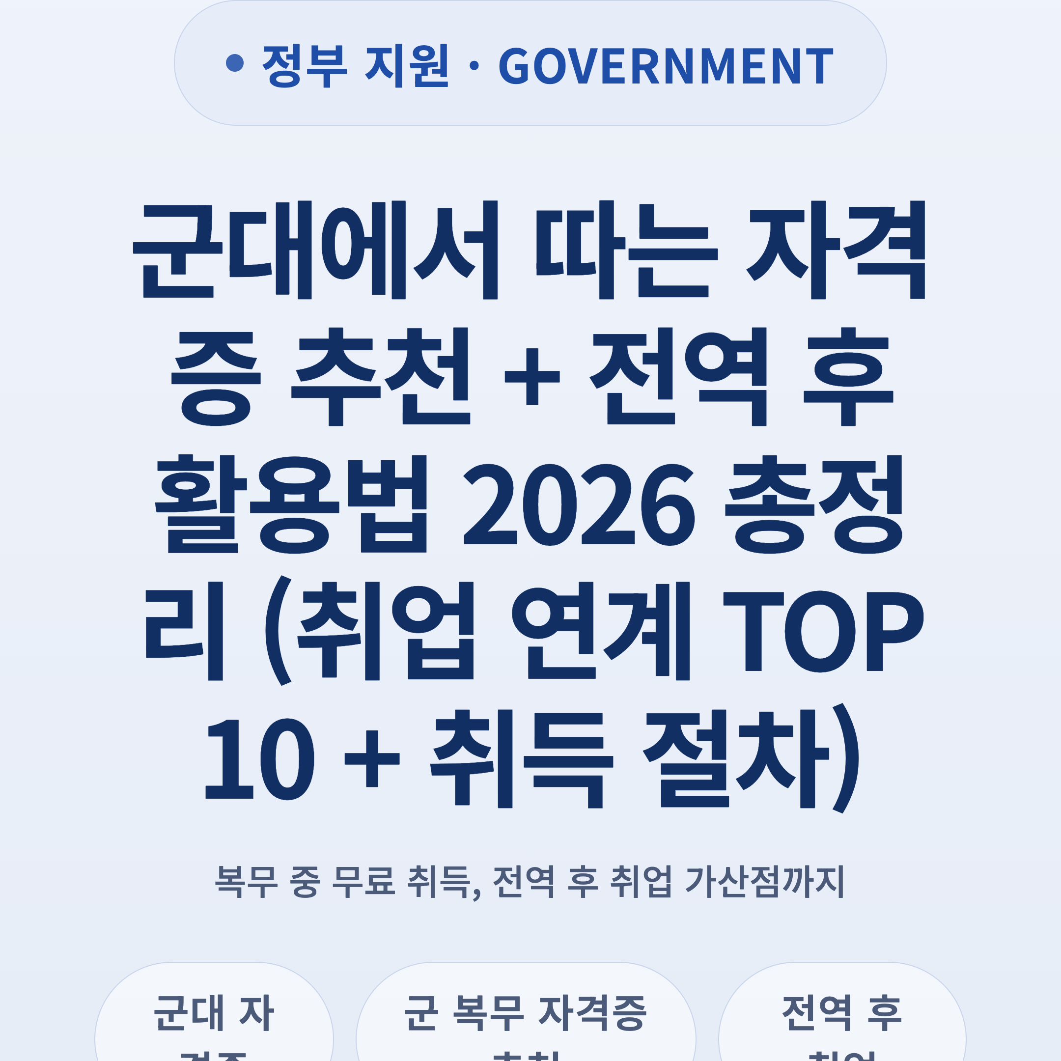 군대에서 따는 자격증 추천 + 전역 후 활용법 2026 총정리 (취업 연계 TOP 10 + 취득 절차)