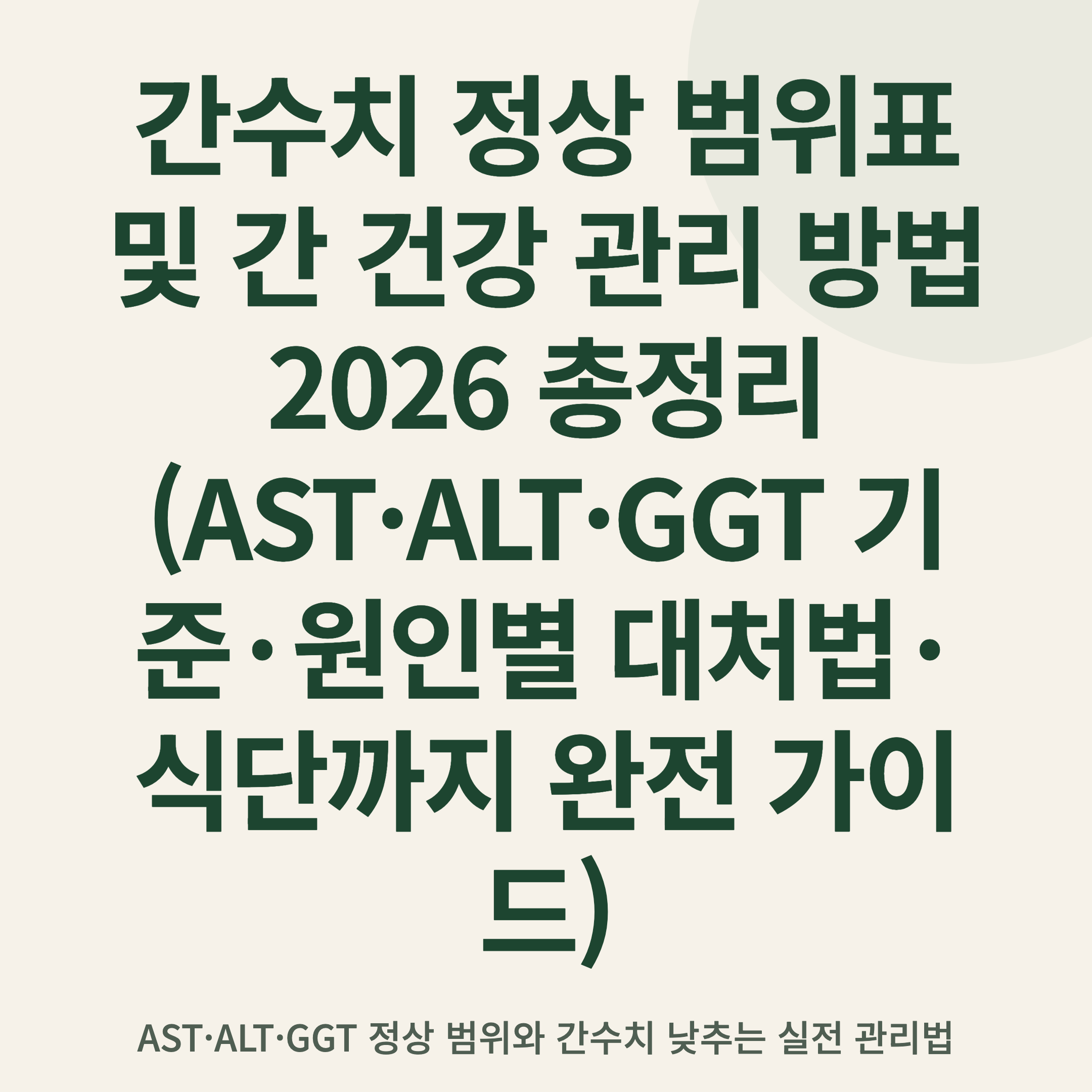 간수치 정상 범위표 및 간 건강 관리 방법 2026 총정리 (AST·ALT·GGT 기준·원인별 대처법·식단까지 완전 가이드)