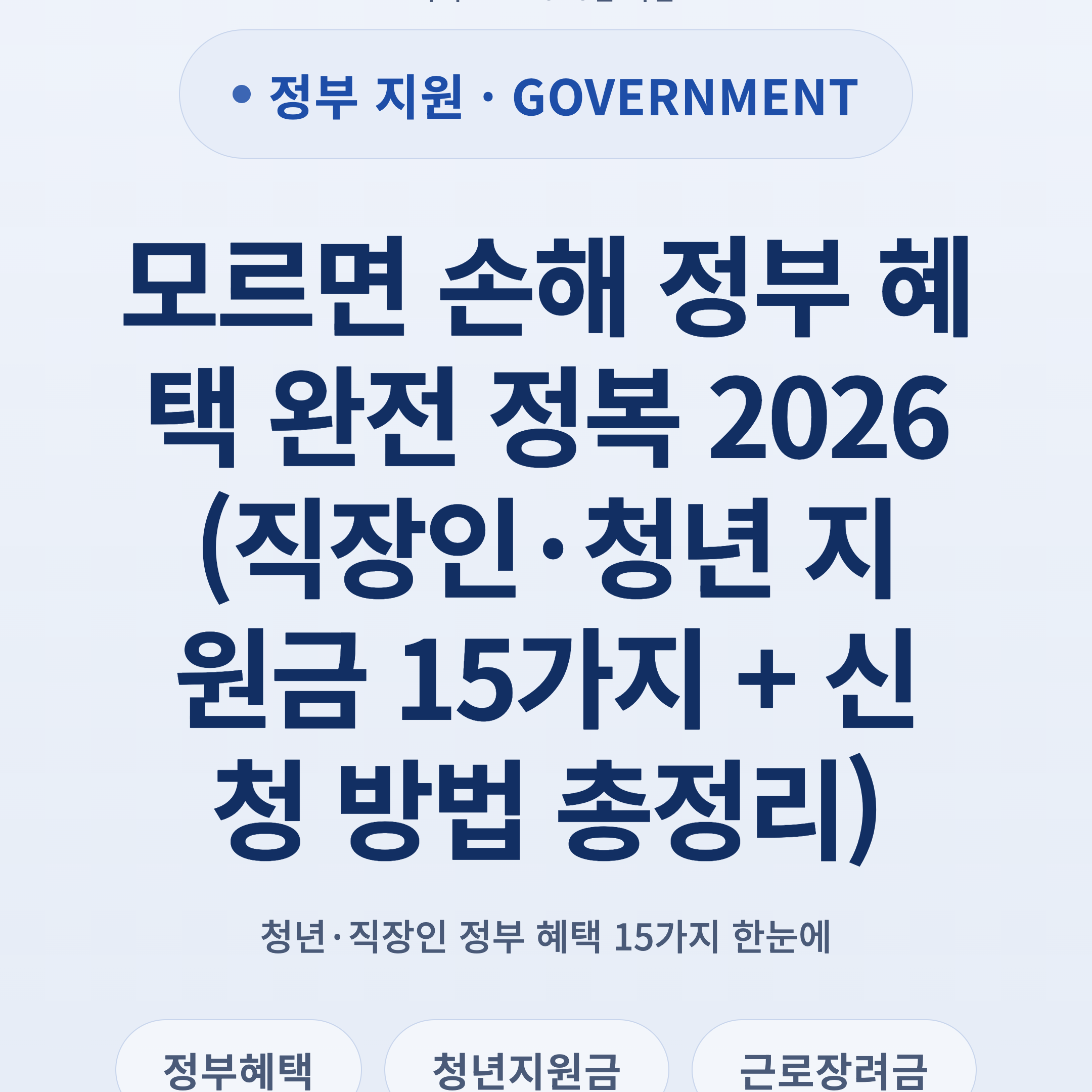 모르면 손해 정부 혜택 완전 정복 2026 (직장인·청년 지원금 15가지 + 신청 방법 총정리)