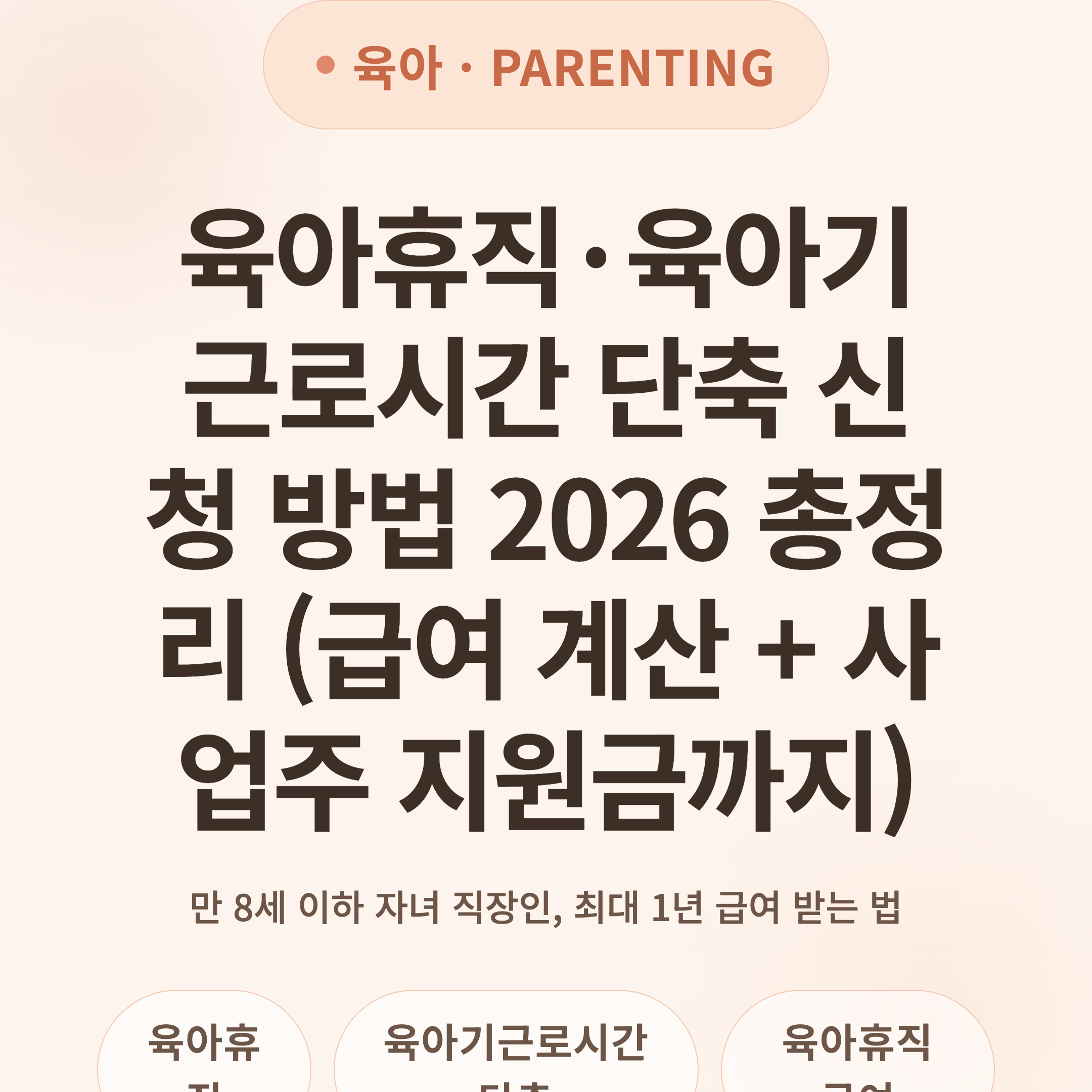 육아휴직·육아기 근로시간 단축 신청 방법 2026 총정리 (급여 계산 + 사업주 지원금까지)
