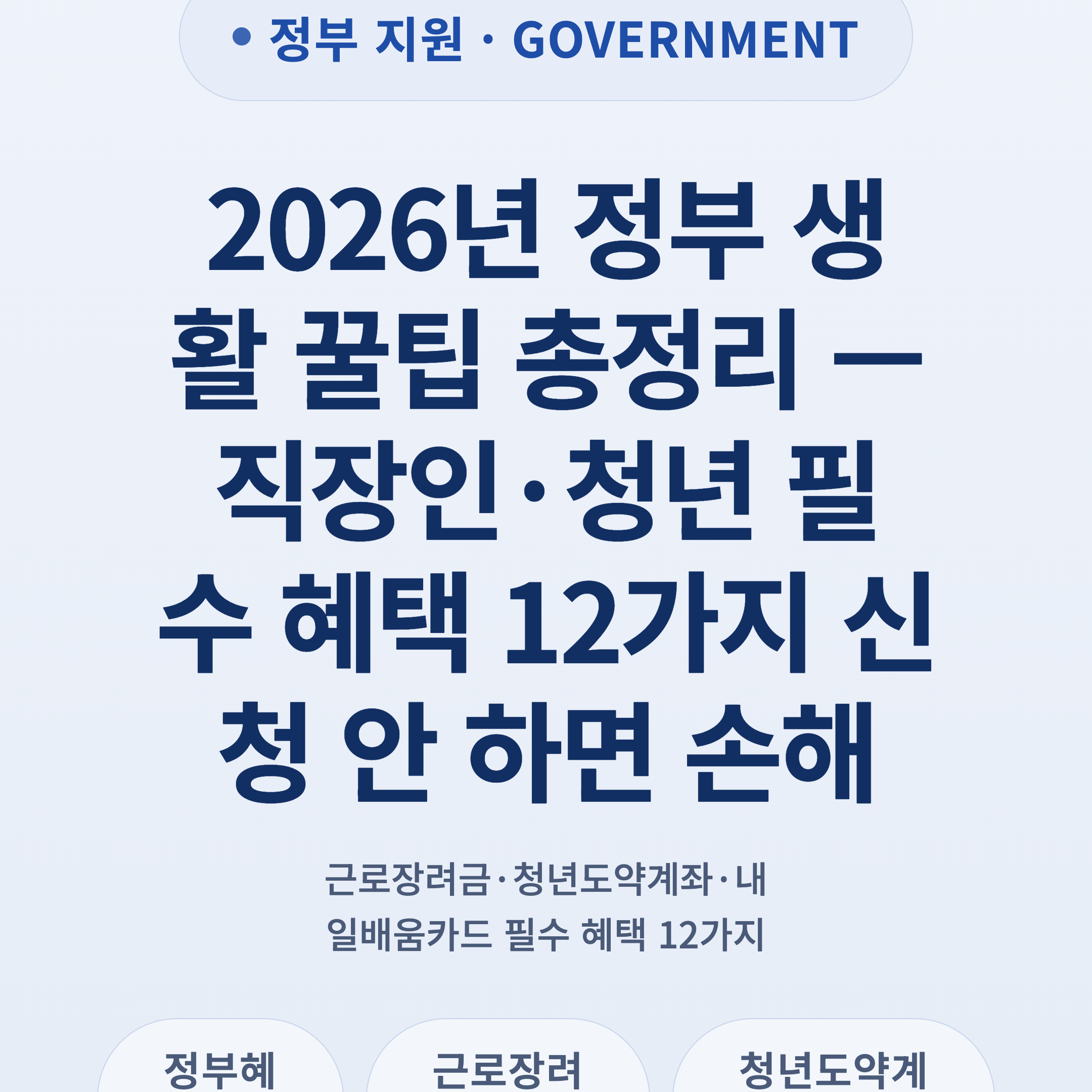 2026년 정부 생활 꿀팁 총정리 — 직장인·청년 필수 혜택 12가지 신청 안 하면 손해
