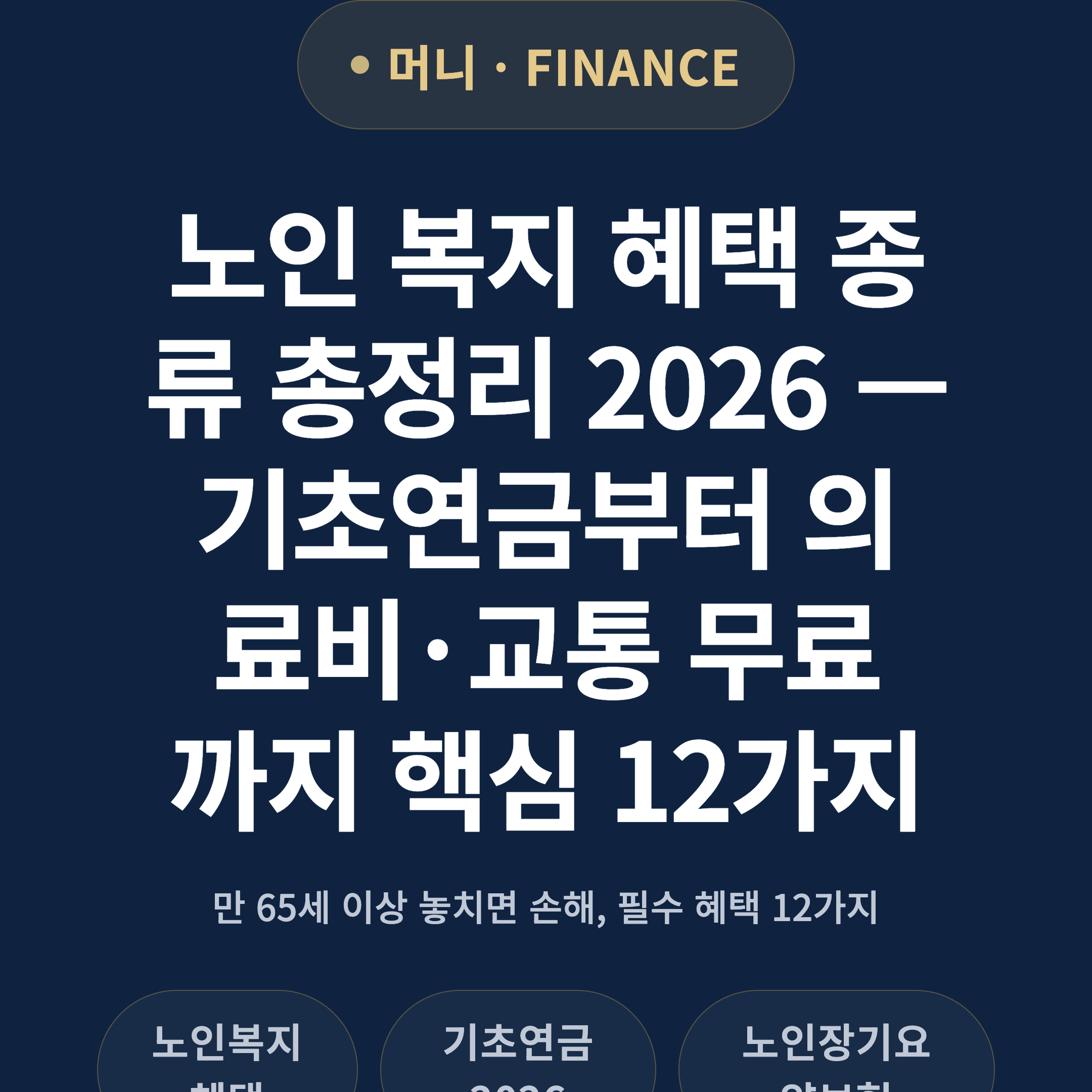 노인 복지 혜택 종류 총정리 2026 — 기초연금부터 의료비·교통 무료까지 핵심 12가지
