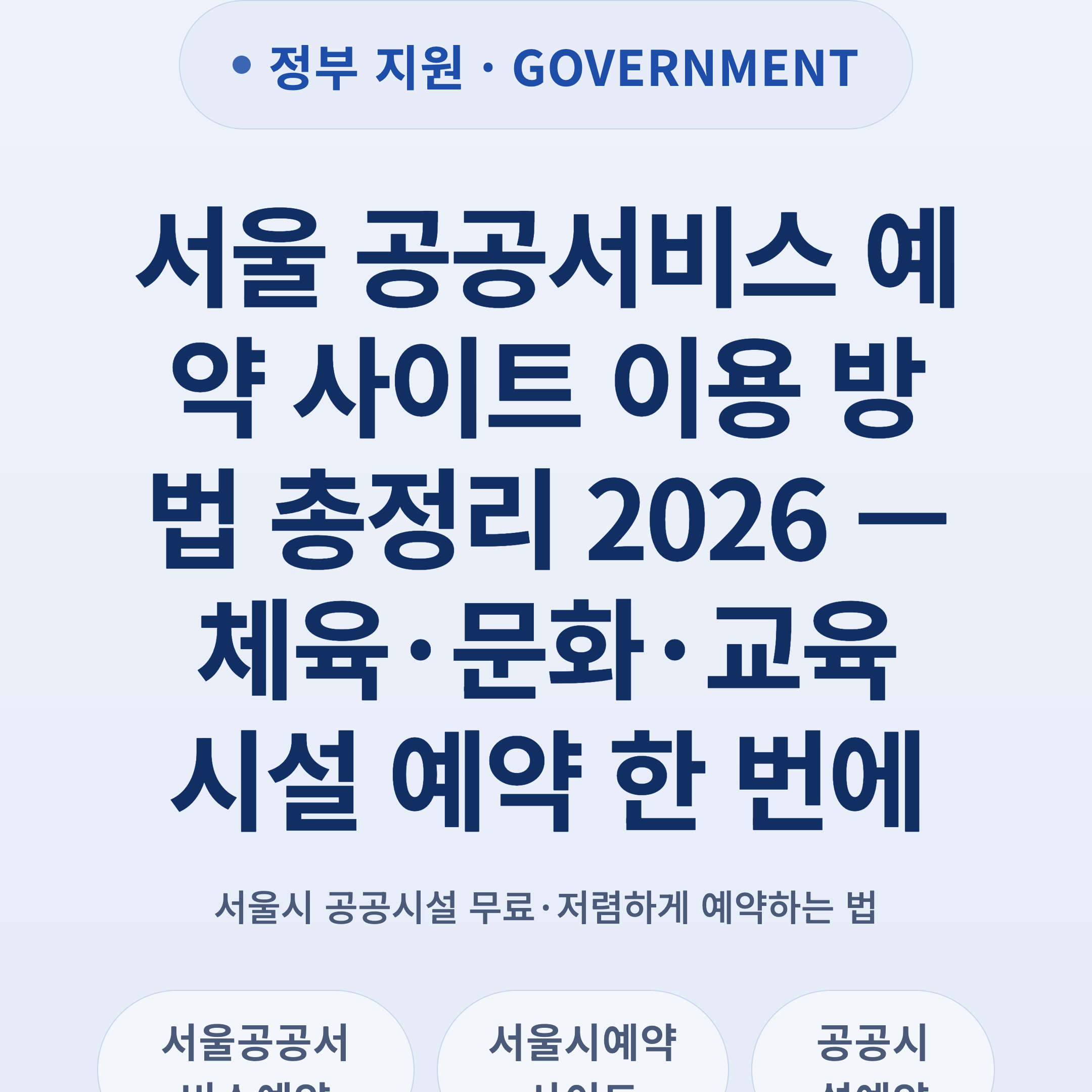 서울 공공서비스 예약 사이트 이용 방법 총정리 2026 — 체육·문화·교육 시설 예약 한 번에