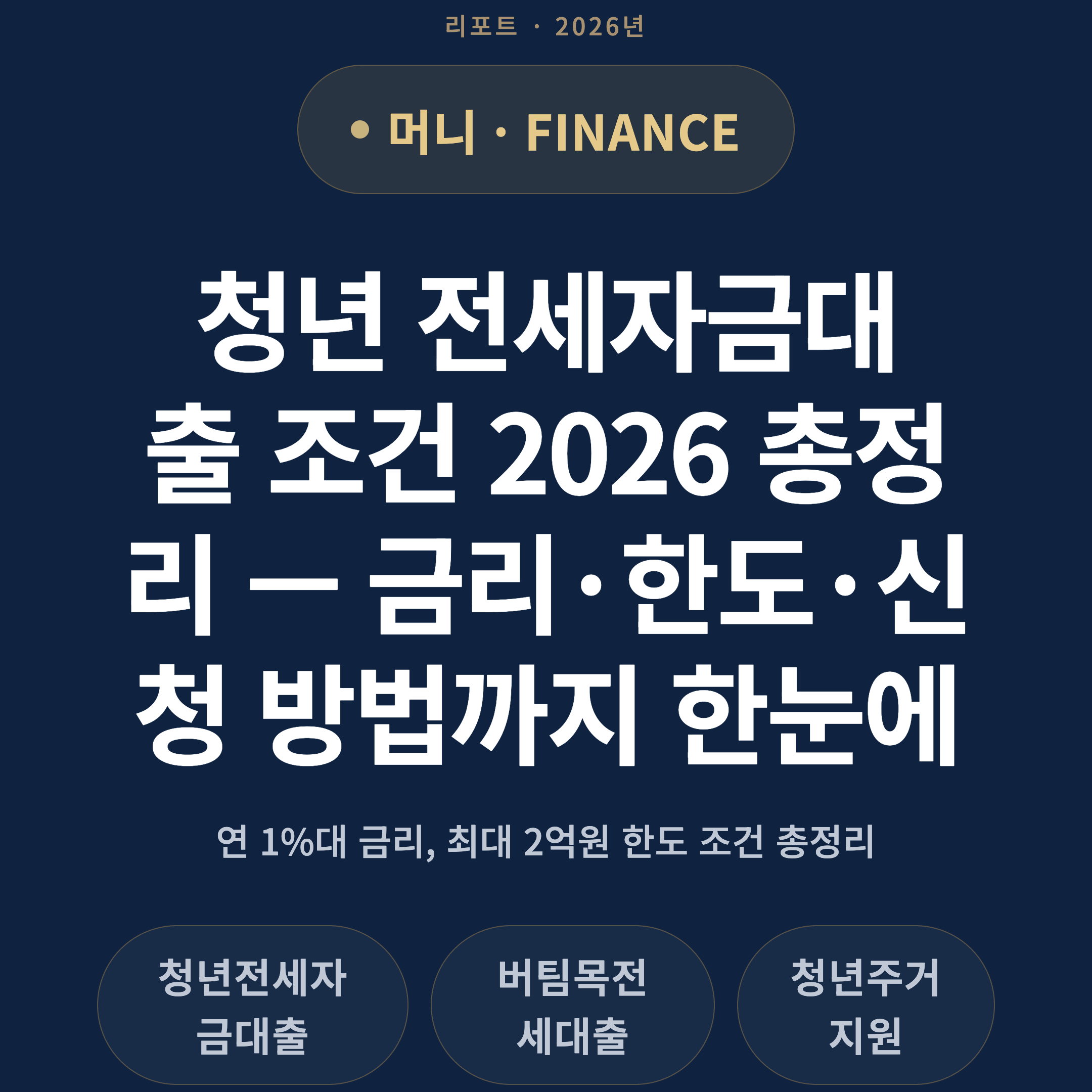 청년 전세자금대출 조건 2026 총정리 — 금리·한도·신청 방법까지 한눈에