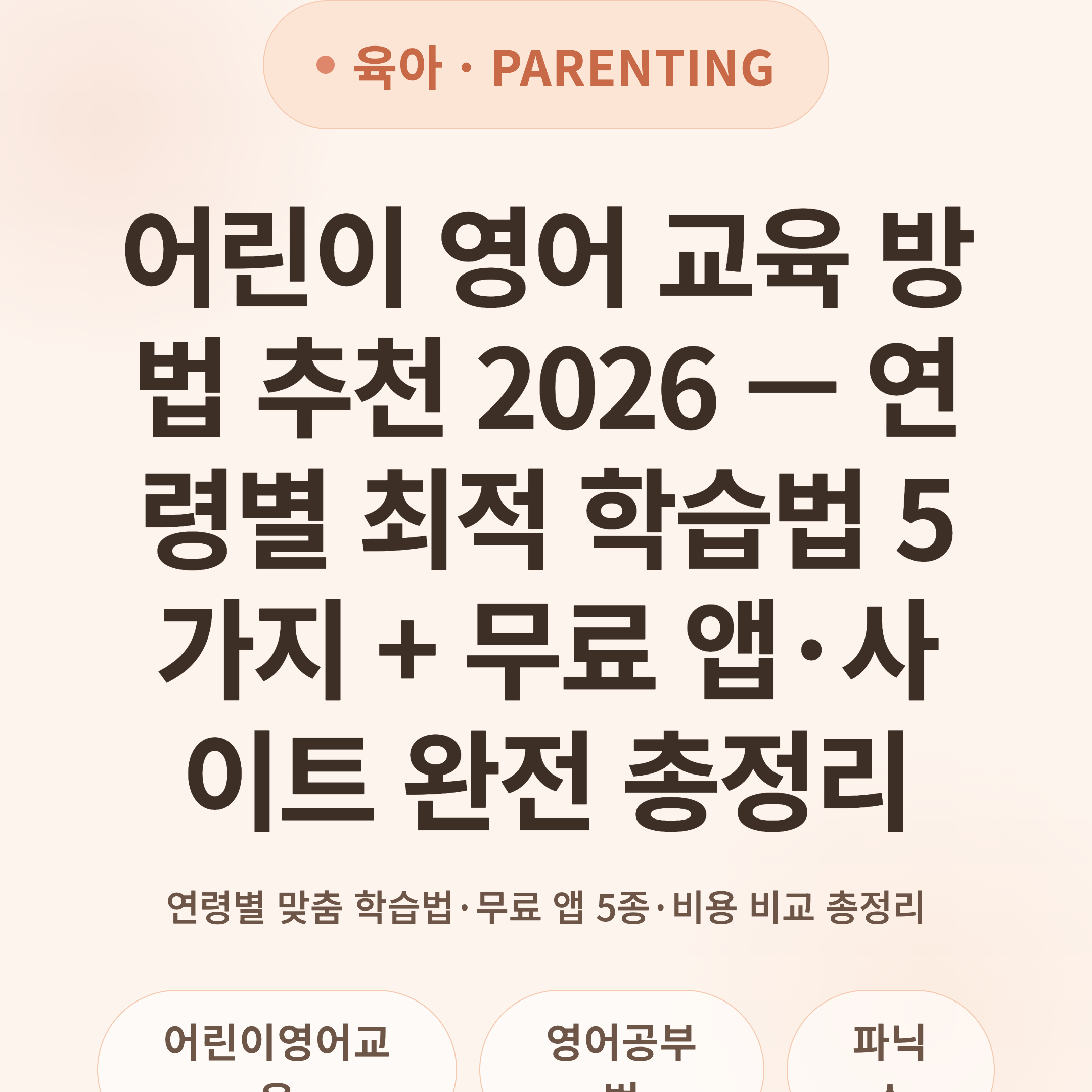어린이 영어 교육 방법 추천 2026 — 연령별 최적 학습법 5가지 + 무료 앱·사이트 완전 총정리