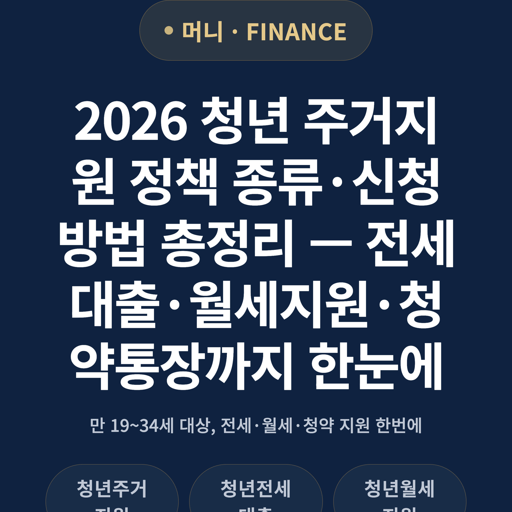 2026 청년 주거지원 정책 종류·신청방법 총정리 — 전세대출·월세지원·청약통장까지 한눈에
