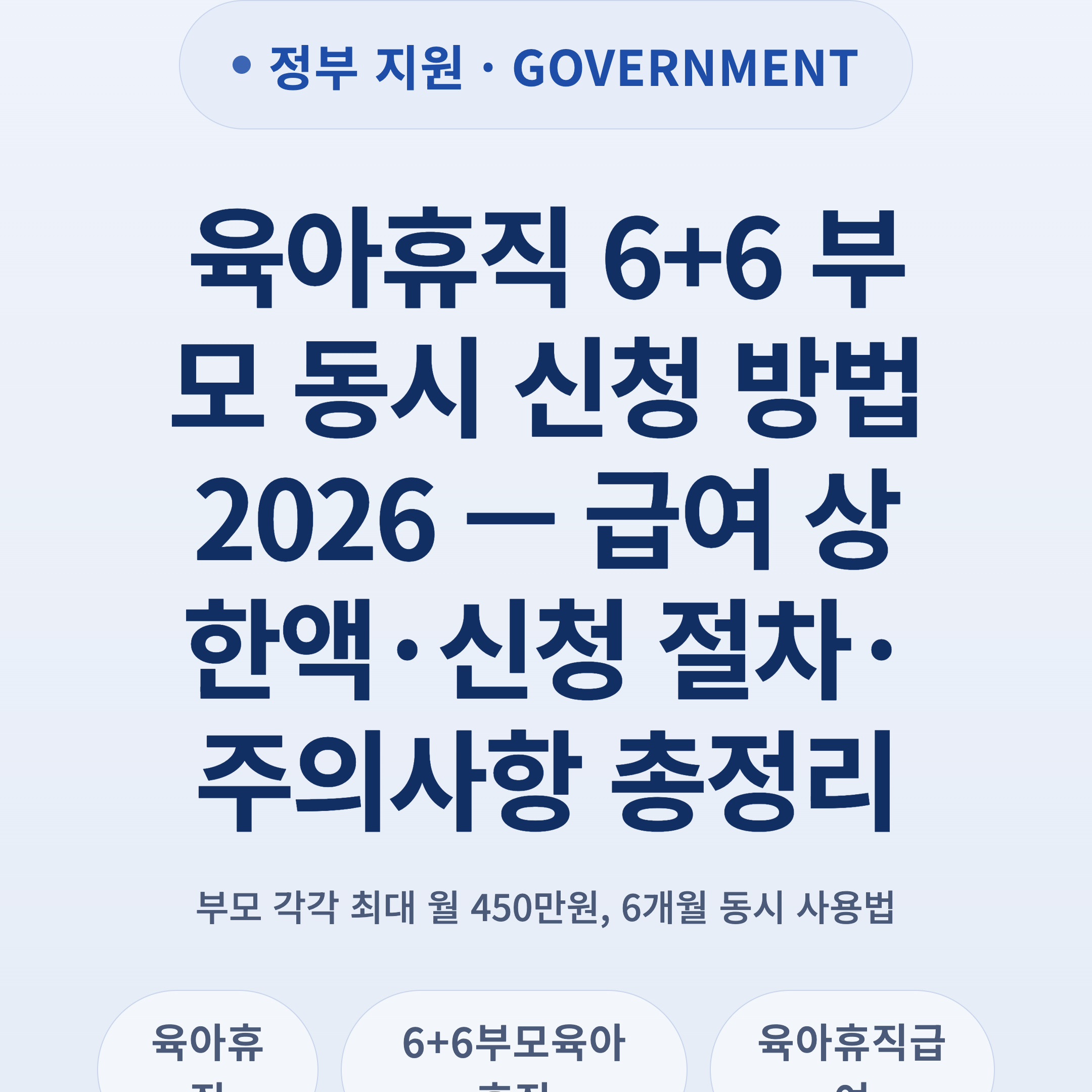 육아휴직 6+6 부모 동시 신청 방법 2026 — 급여 상한액·신청 절차·주의사항 총정리