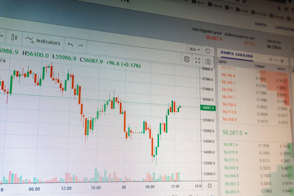 Close-up of digital cryptocurrency market graph showing price fluctuations and trading data.