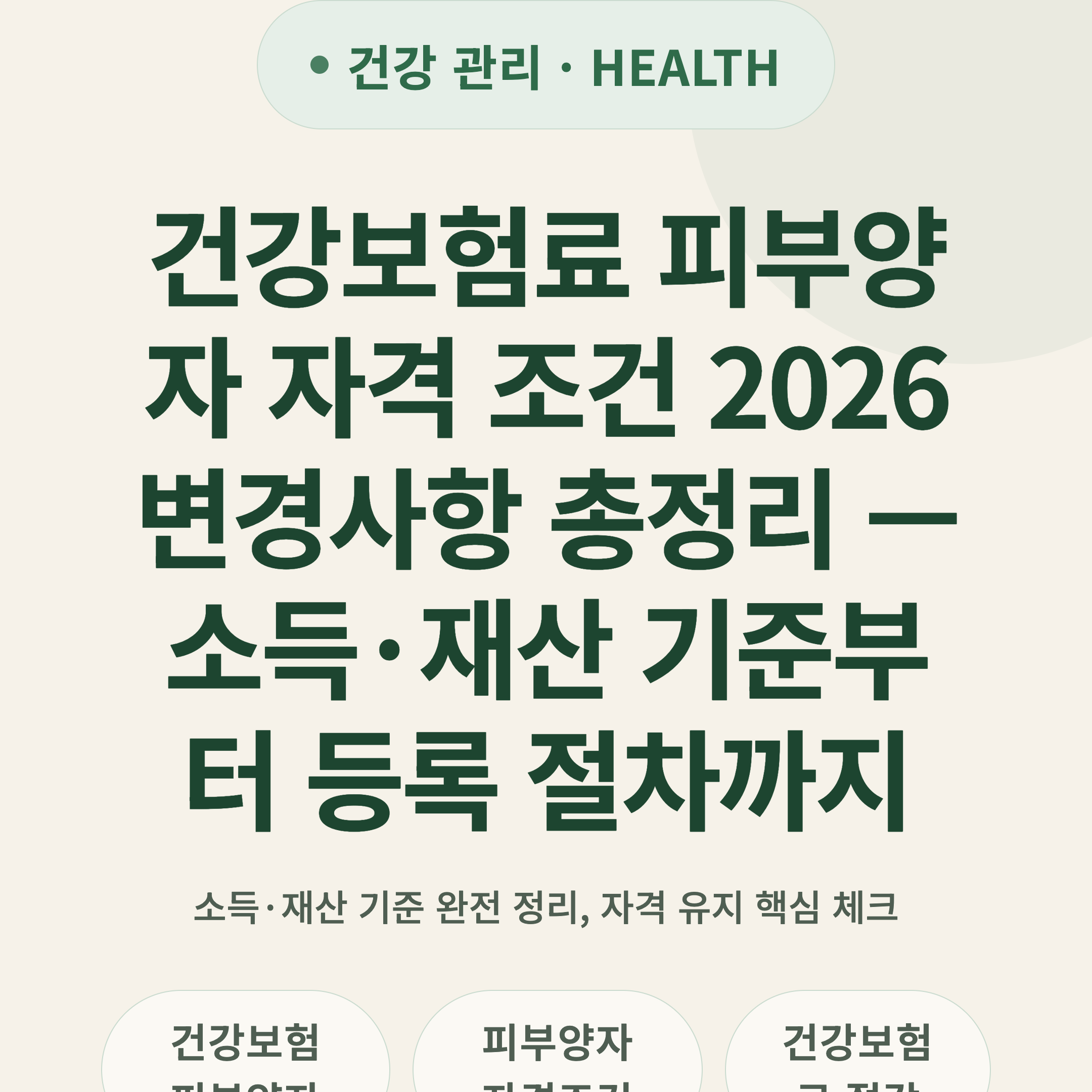 건강보험료 피부양자 자격 조건 2026 변경사항 총정리 — 소득·재산 기준부터 등록 절차까지