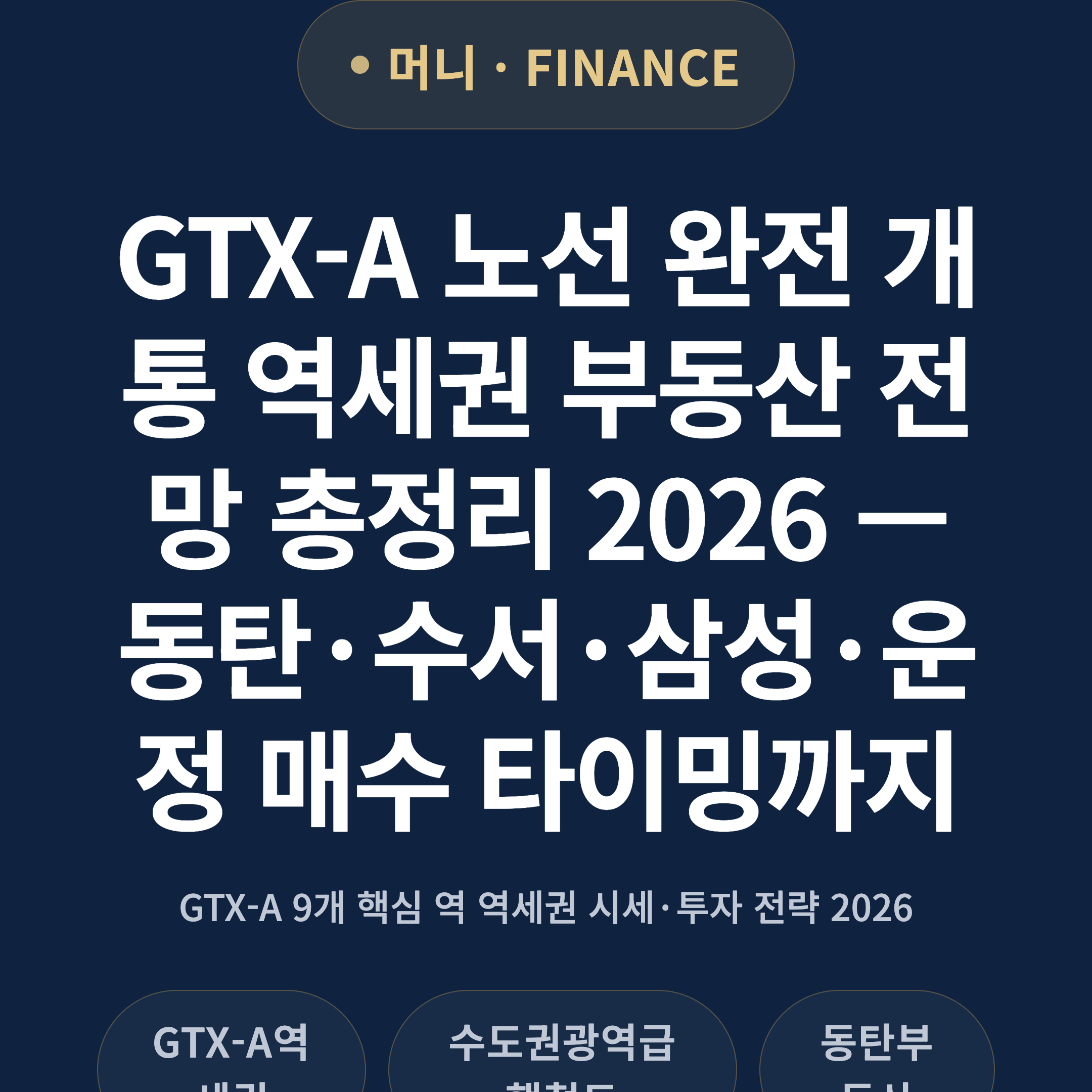 GTX-A 노선 완전 개통 역세권 부동산 전망 총정리 2026 — 동탄·수서·삼성·운정 매수 타이밍까지