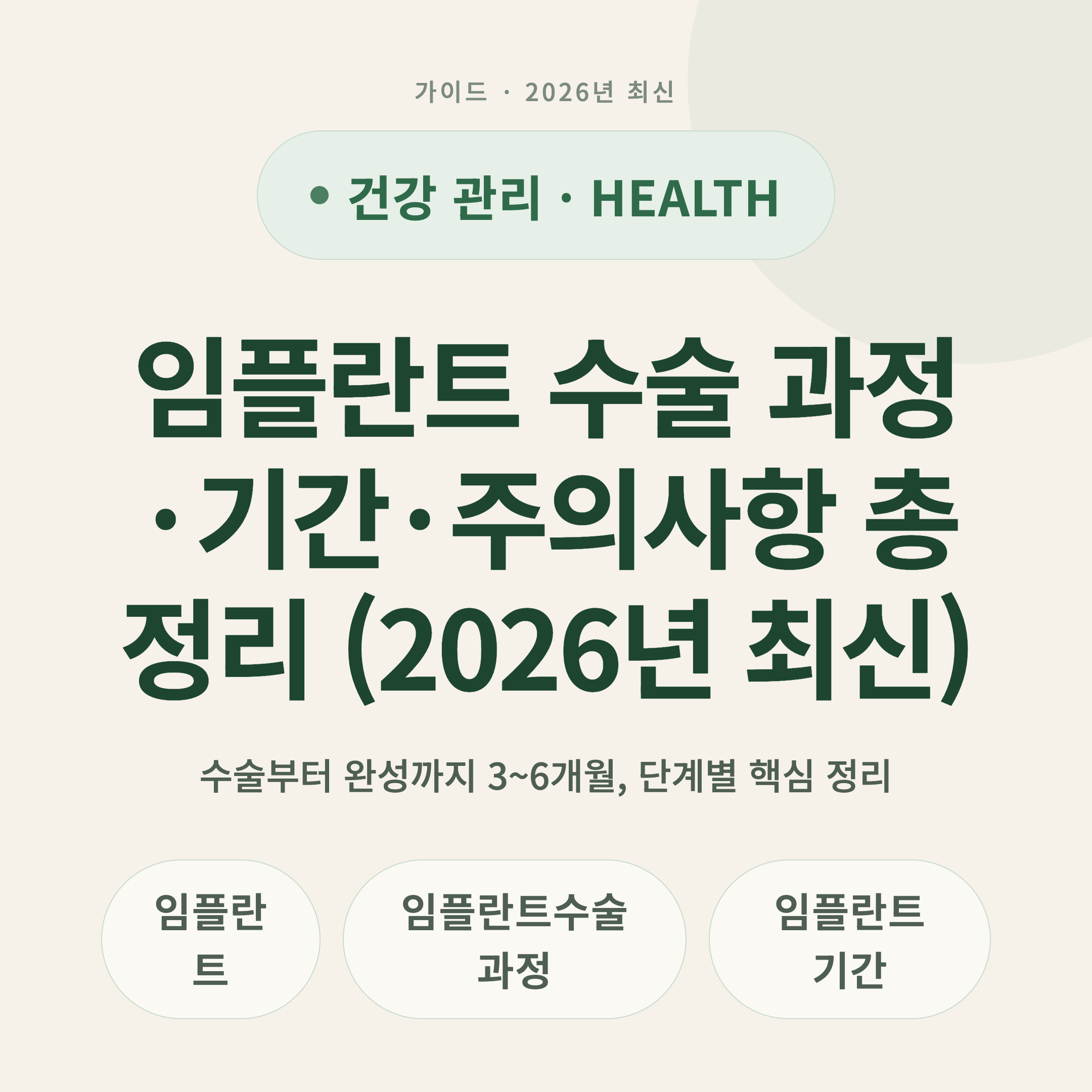임플란트 수술 과정·기간·주의사항 총정리 (2026년 최신)